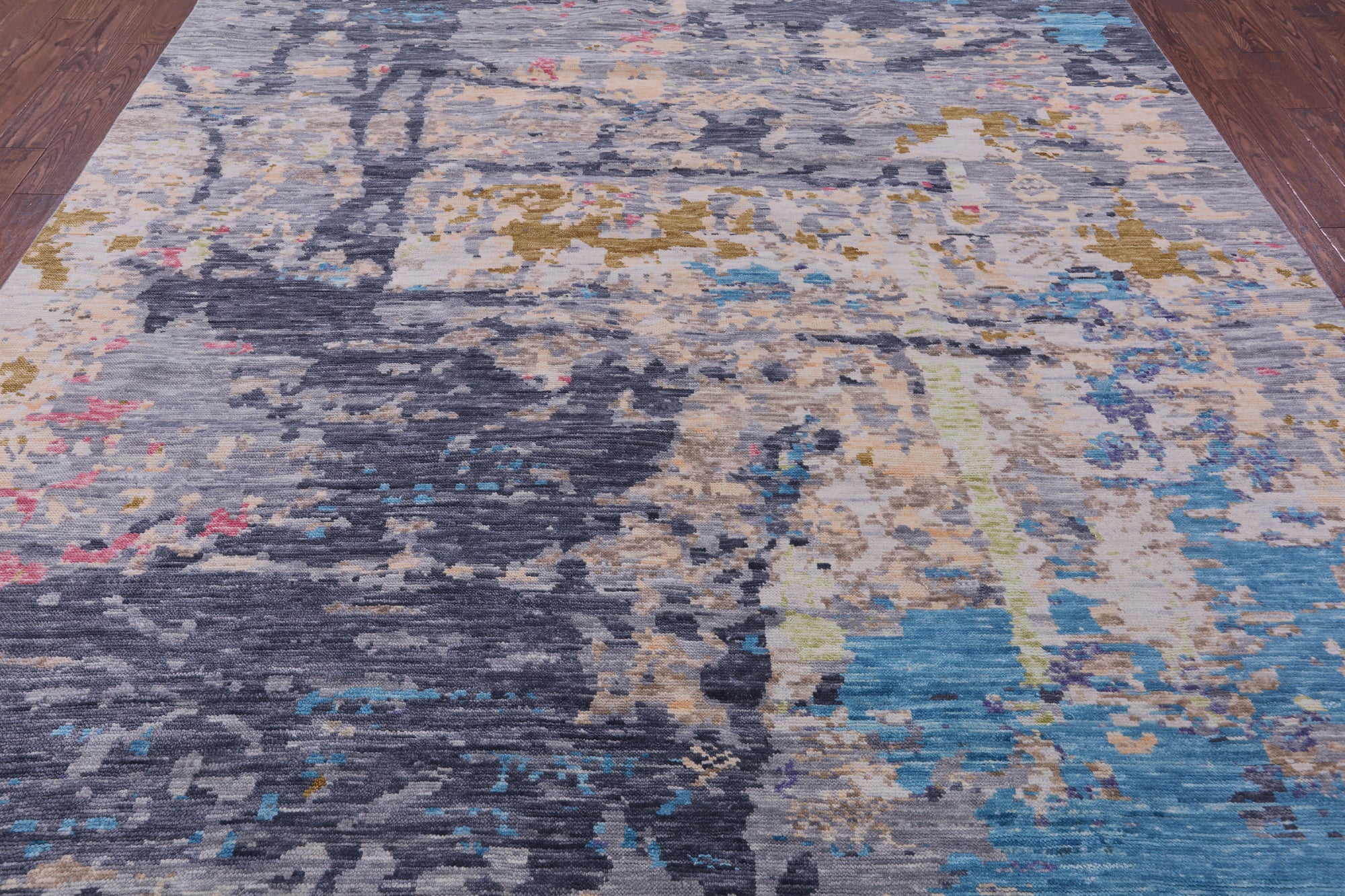 Abstract Modern Handmade Wool Rug - 9' 4" X 12' 2" - Golden Nile