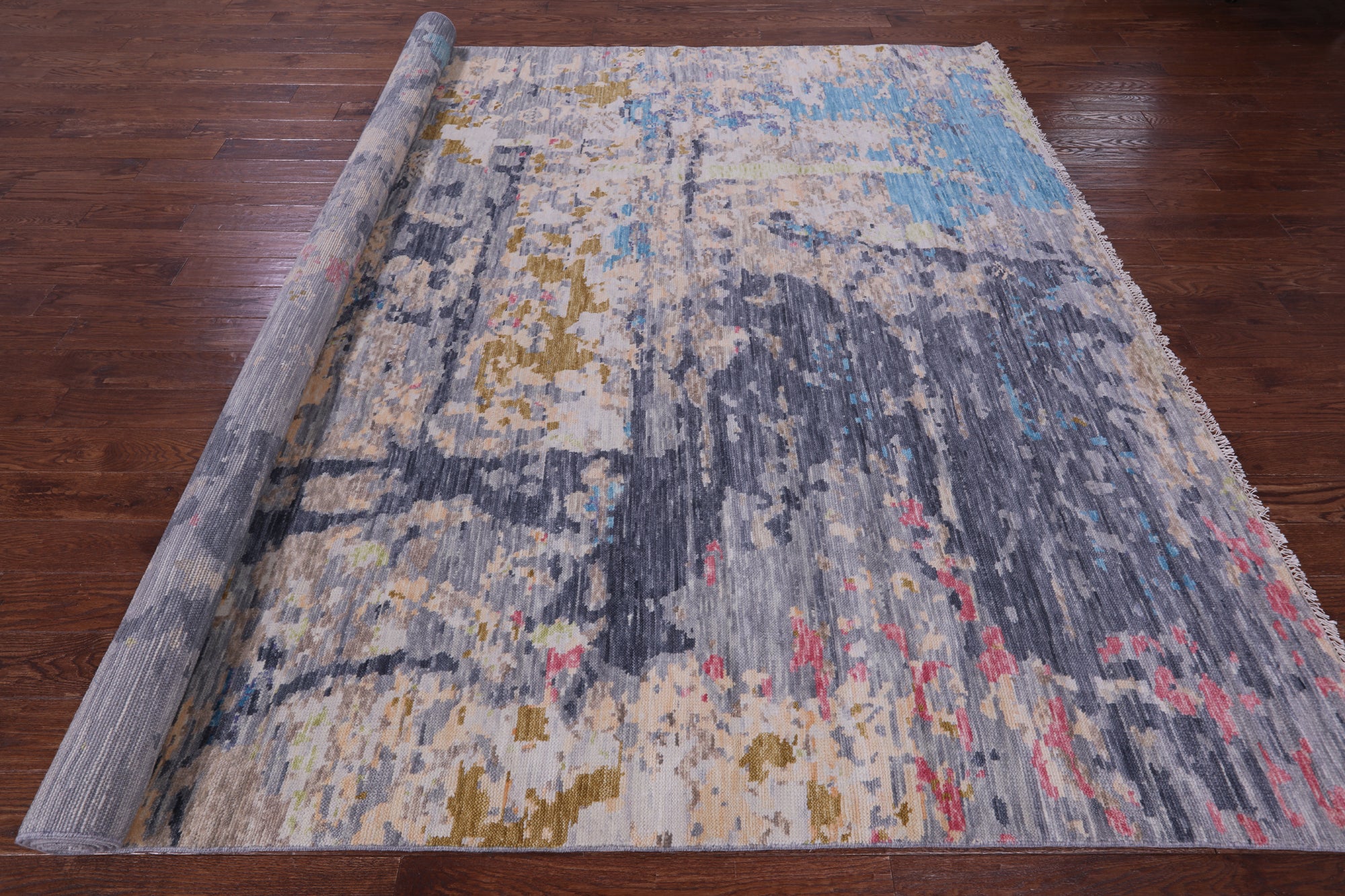 Abstract Modern Handmade Wool Rug - 9' 4" X 12' 2" - Golden Nile