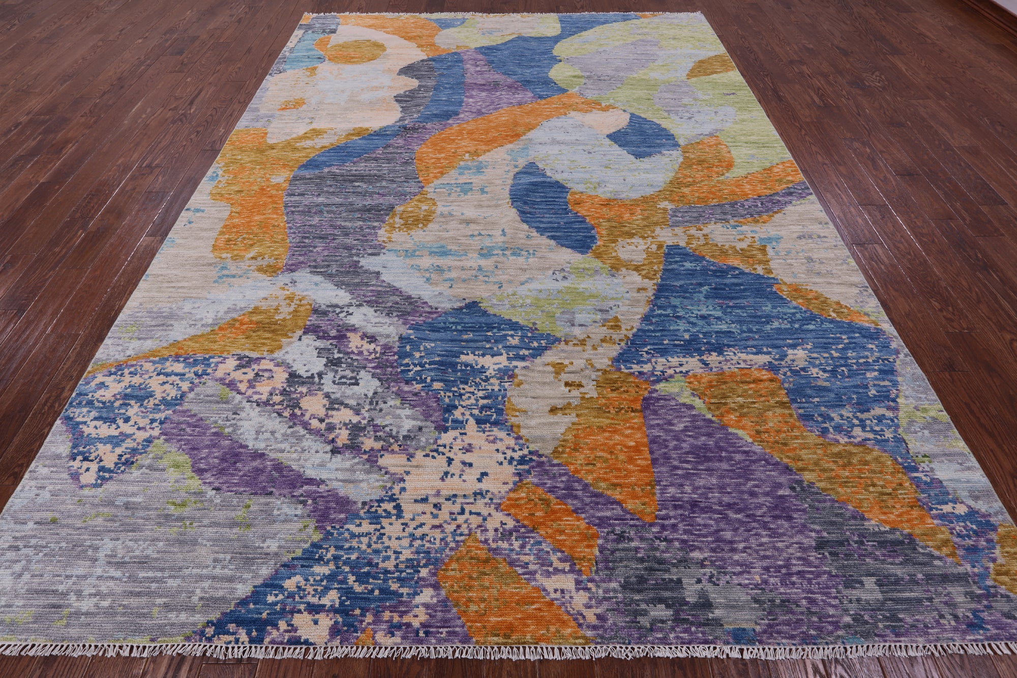 Abstract Contemporary Hand Knotted Wool Rug - 8' 9" X 11' 10" - Golden Nile