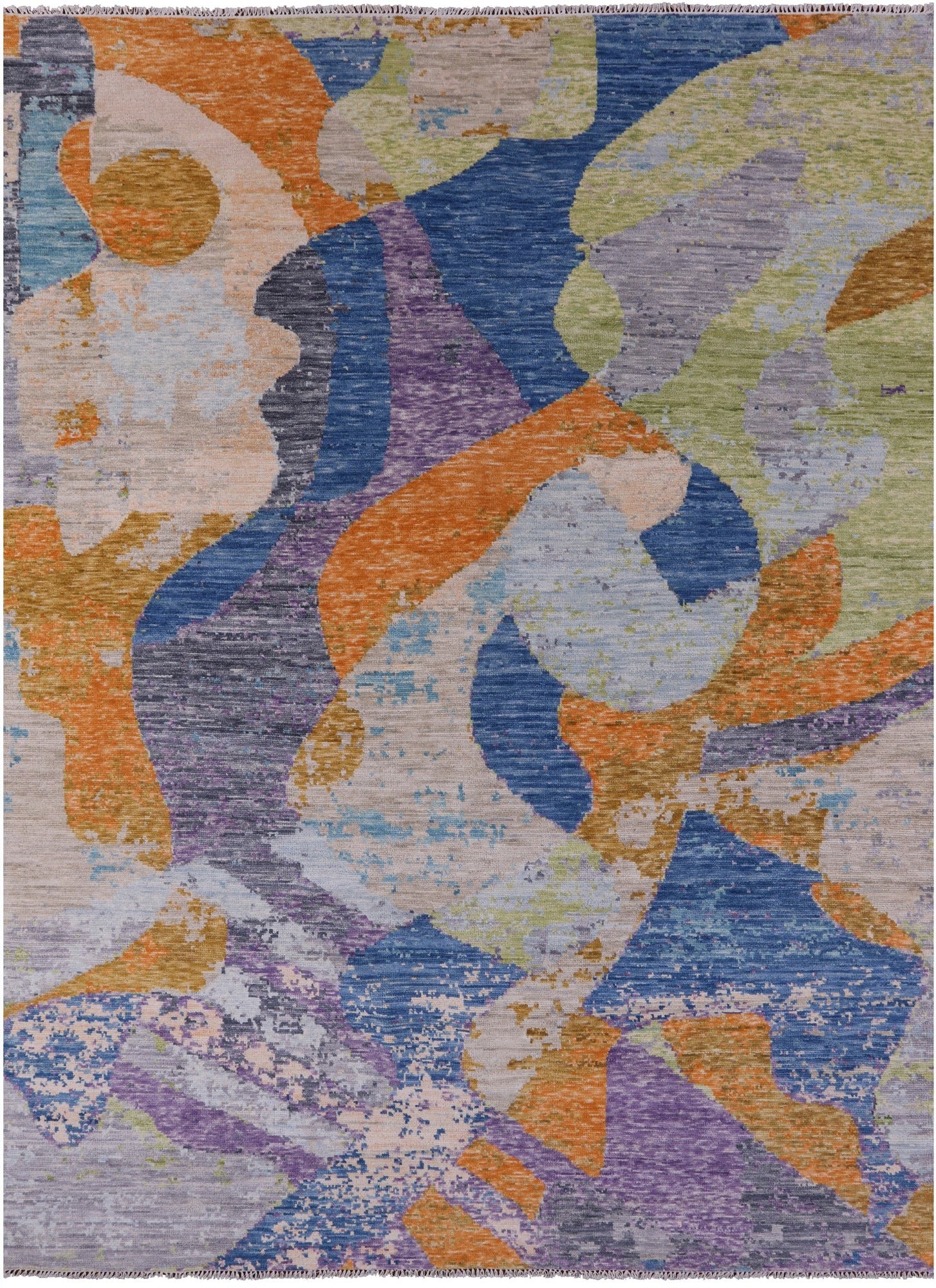 Abstract Contemporary Hand Knotted Wool Rug - 8' 9" X 11' 10" - Golden Nile