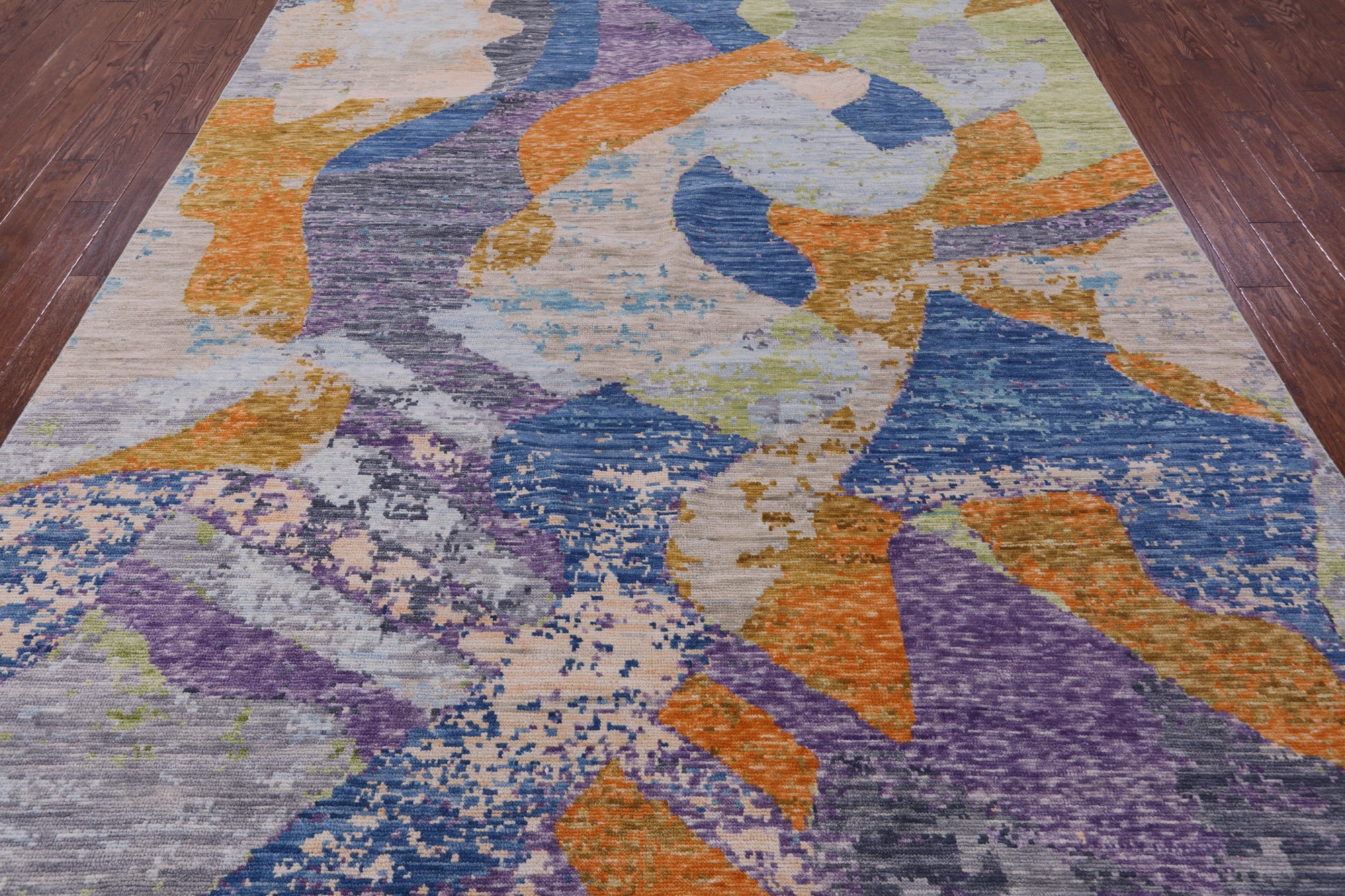 Abstract Contemporary Hand Knotted Wool Rug - 8' 9" X 11' 10" - Golden Nile