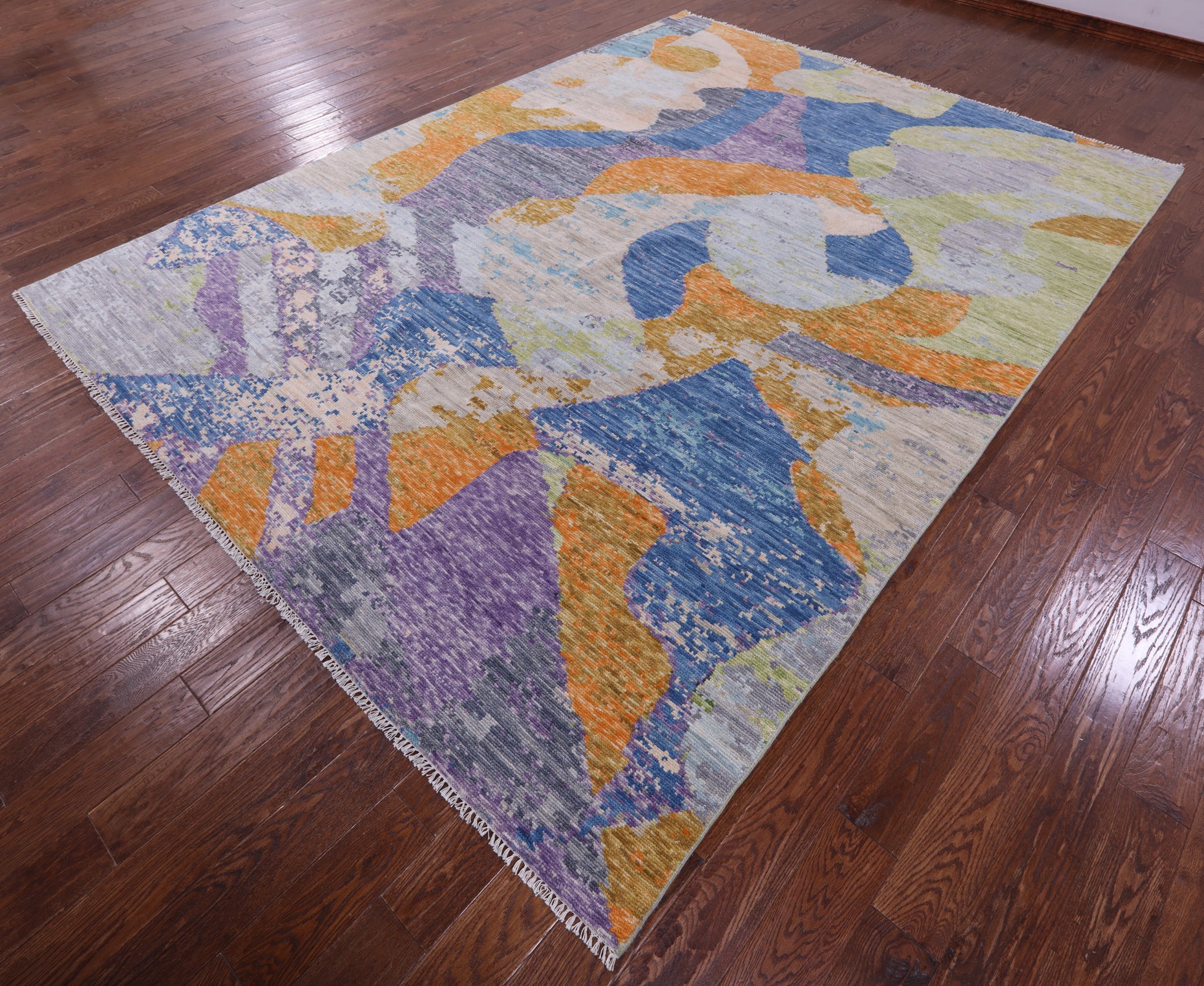 Abstract Contemporary Hand Knotted Wool Rug - 8' 9" X 11' 10" - Golden Nile