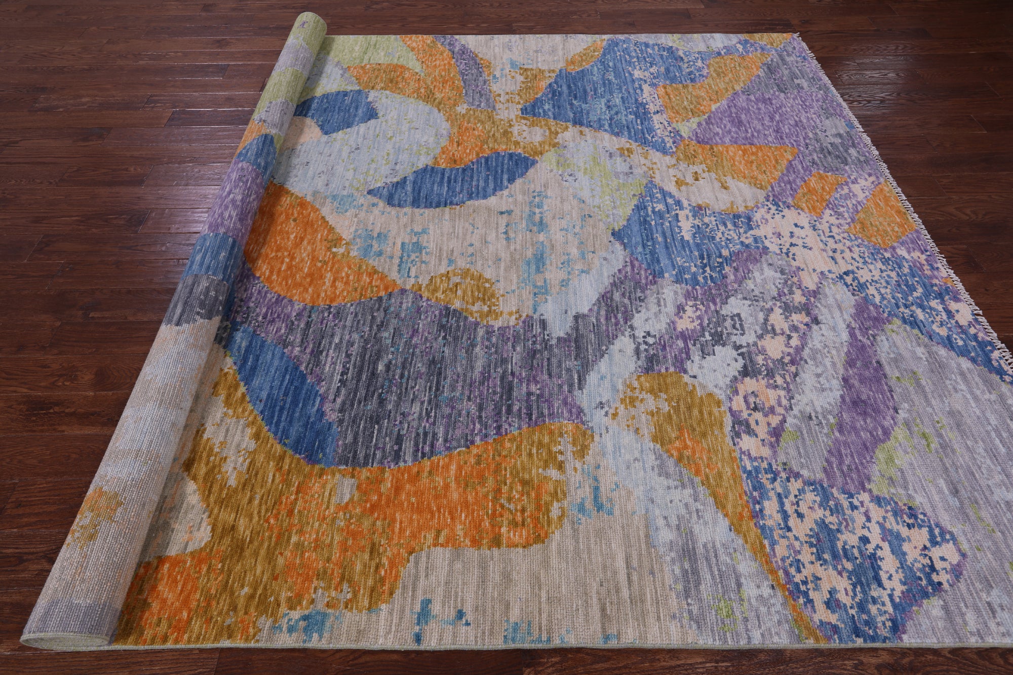 Abstract Contemporary Hand Knotted Wool Rug - 8' 9" X 11' 10" - Golden Nile