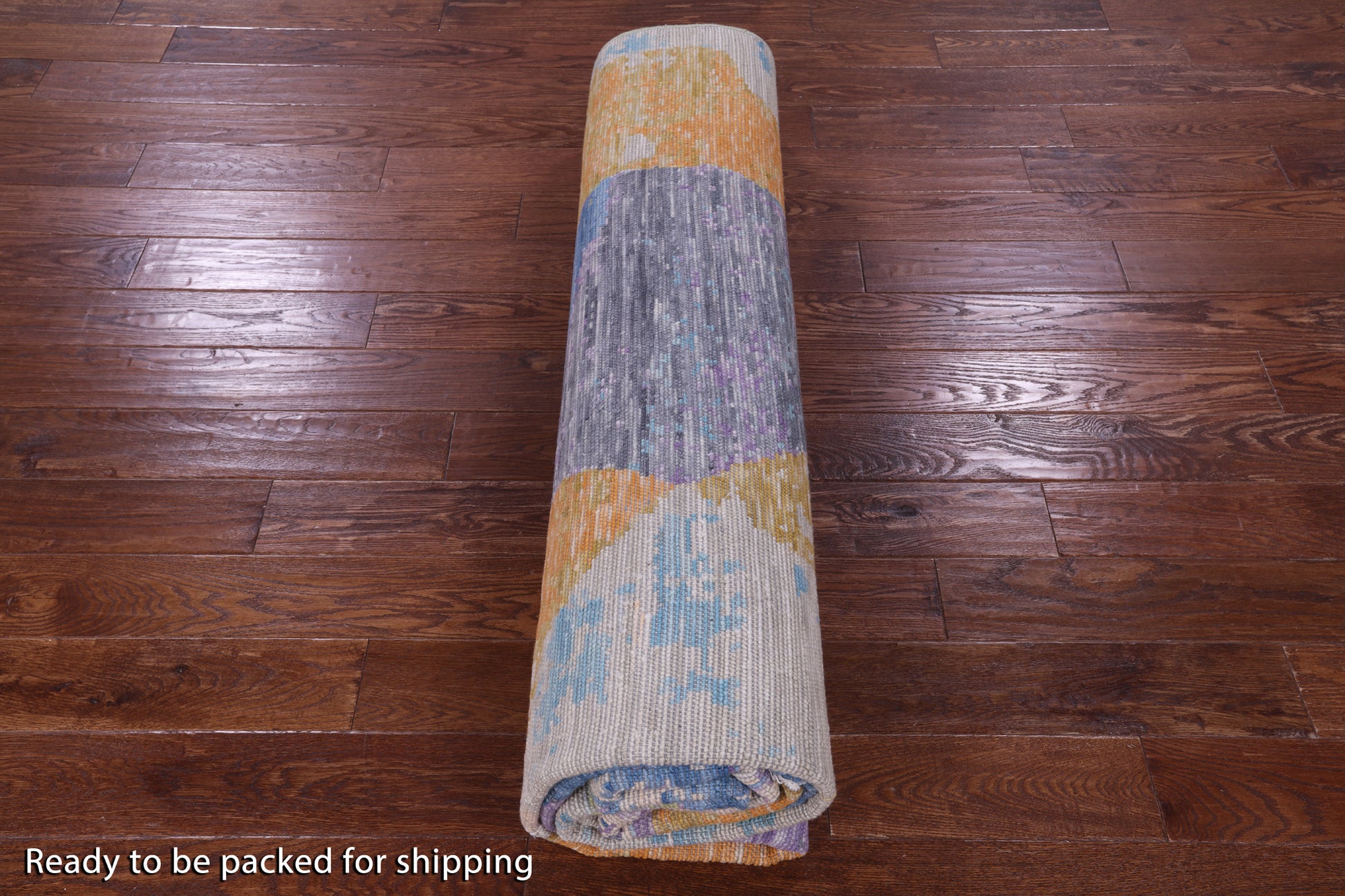 Abstract Contemporary Hand Knotted Wool Rug - 8' 9" X 11' 10" - Golden Nile