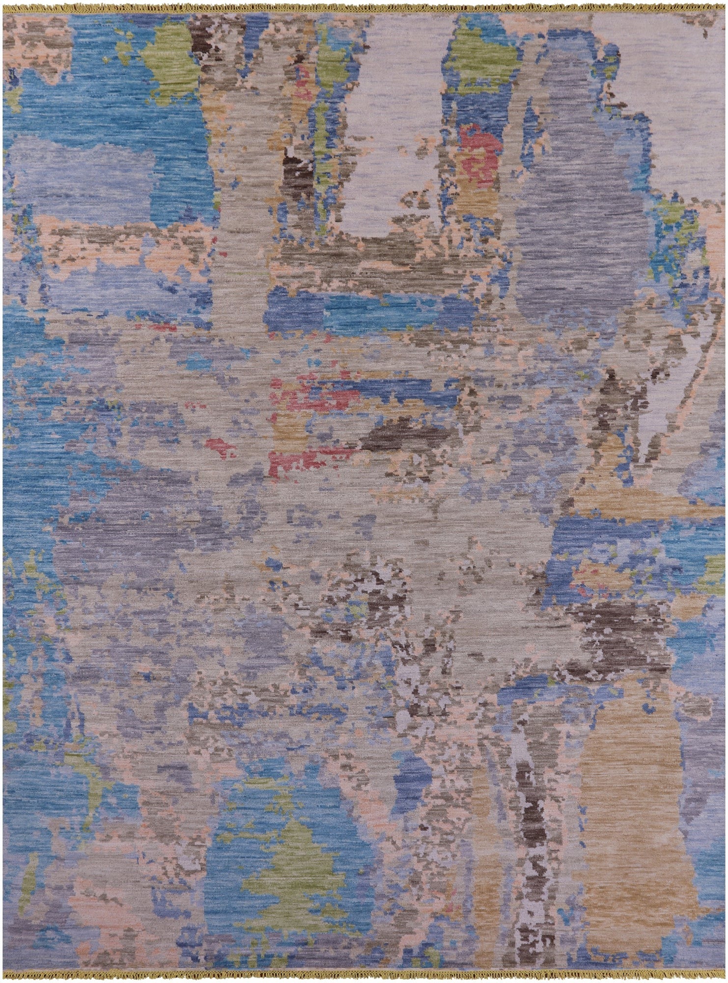 Abstract Contemporary Hand Knotted Wool Rug - 8' 11" X 11' 10" - Golden Nile