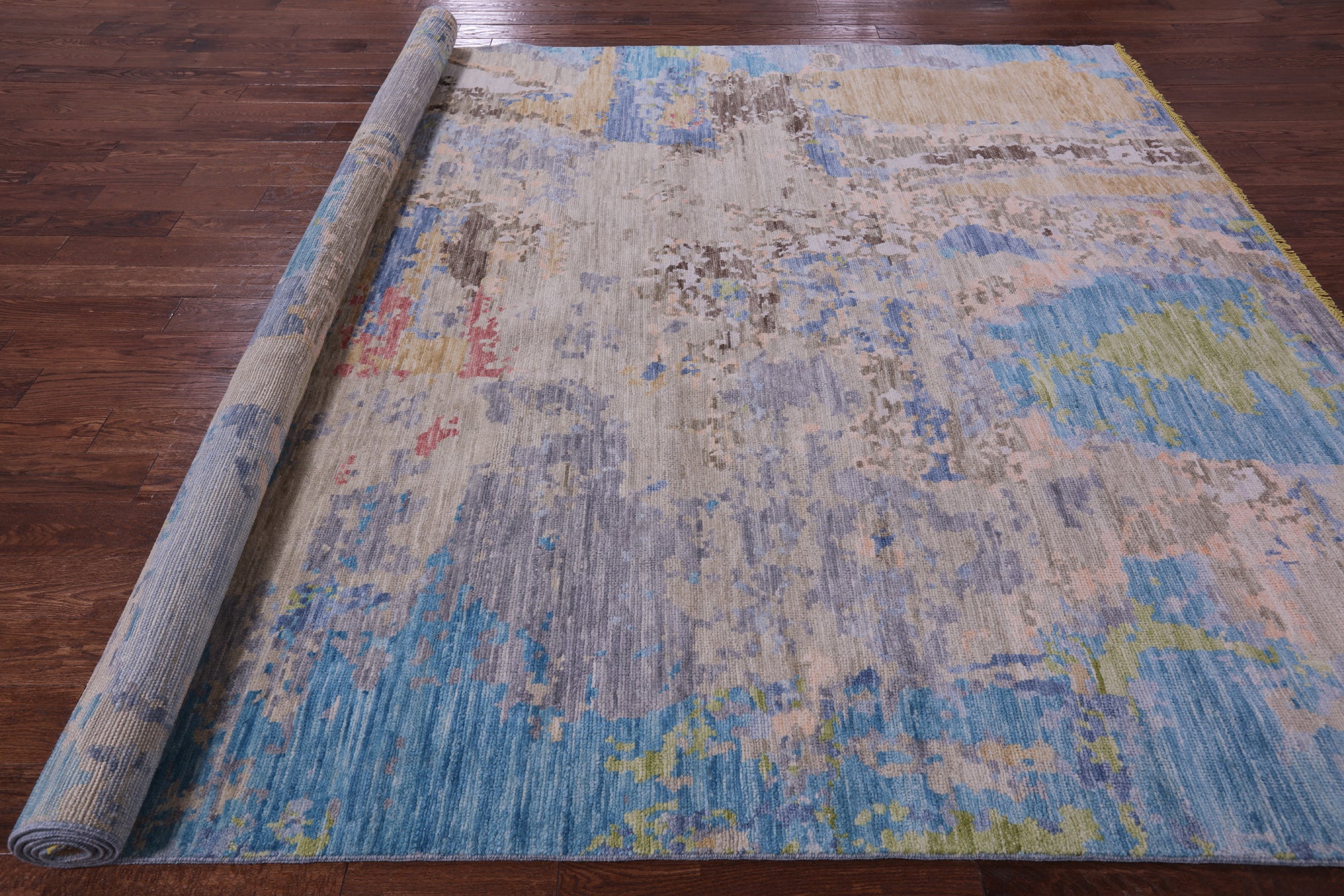 Abstract Contemporary Hand Knotted Wool Rug - 8' 11" X 11' 10" - Golden Nile