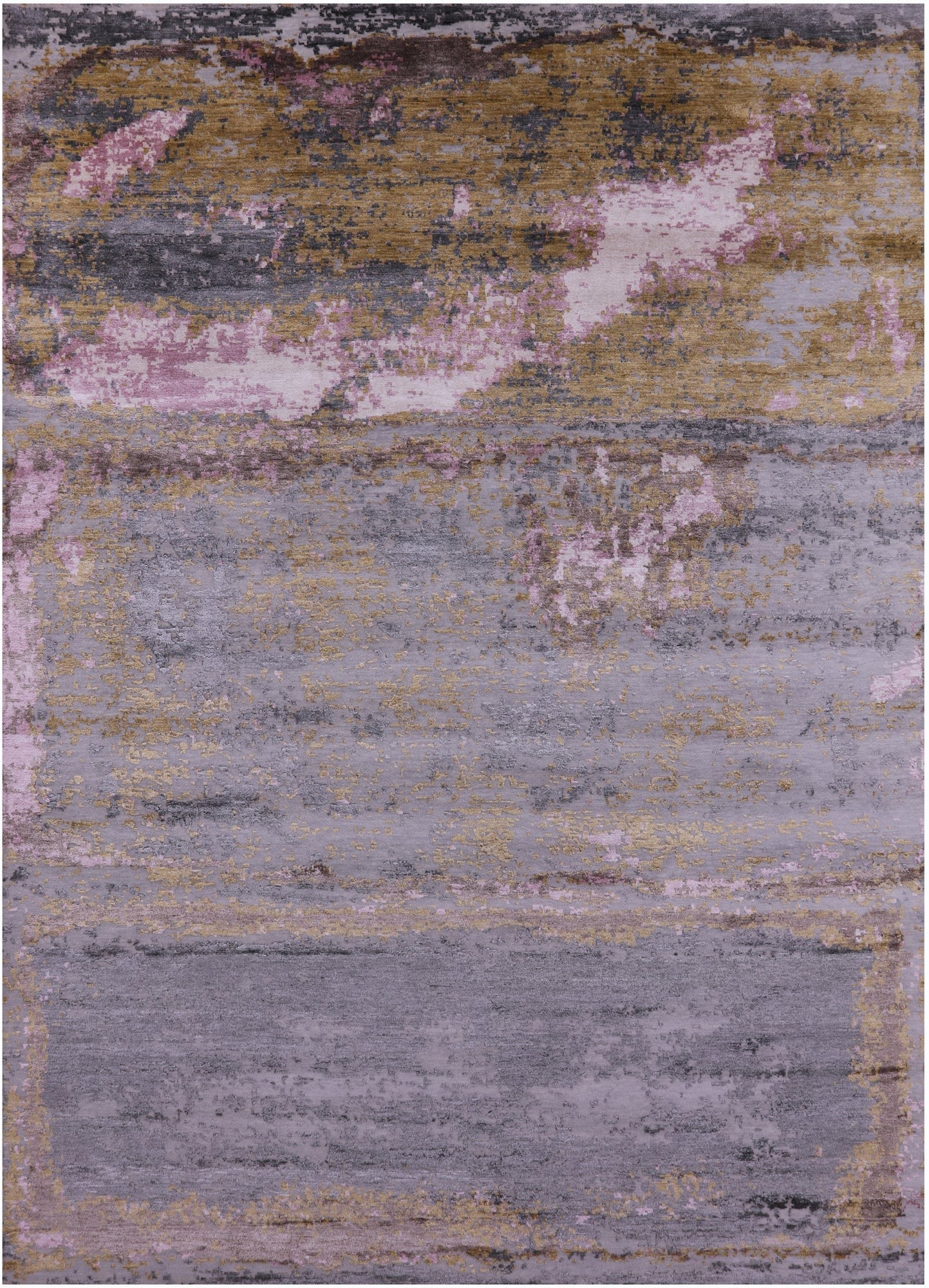 Abstract Contemporary Handmade Wool & Silk Rug - 8' 9" X 12' 0" - Golden Nile