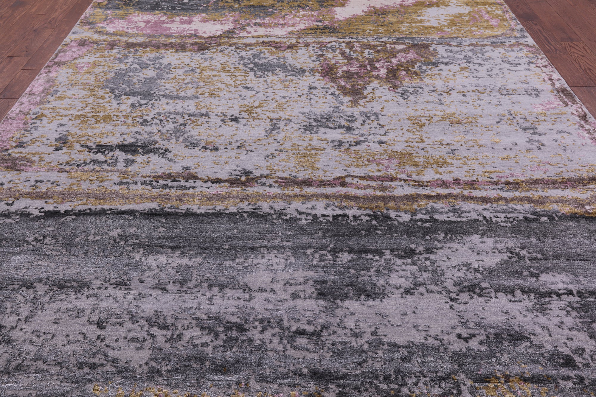 Abstract Contemporary Handmade Wool & Silk Rug - 8' 9" X 12' 0" - Golden Nile