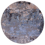 Round Abstract Contemporary Hand Knotted Wool & Silk Rug - 7' 11" X 8' 0" - Golden Nile