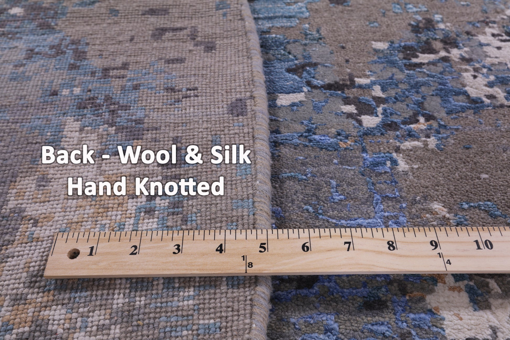 Round Abstract Contemporary Hand Knotted Wool & Silk Rug - 7' 11" X 8' 0" - Golden Nile