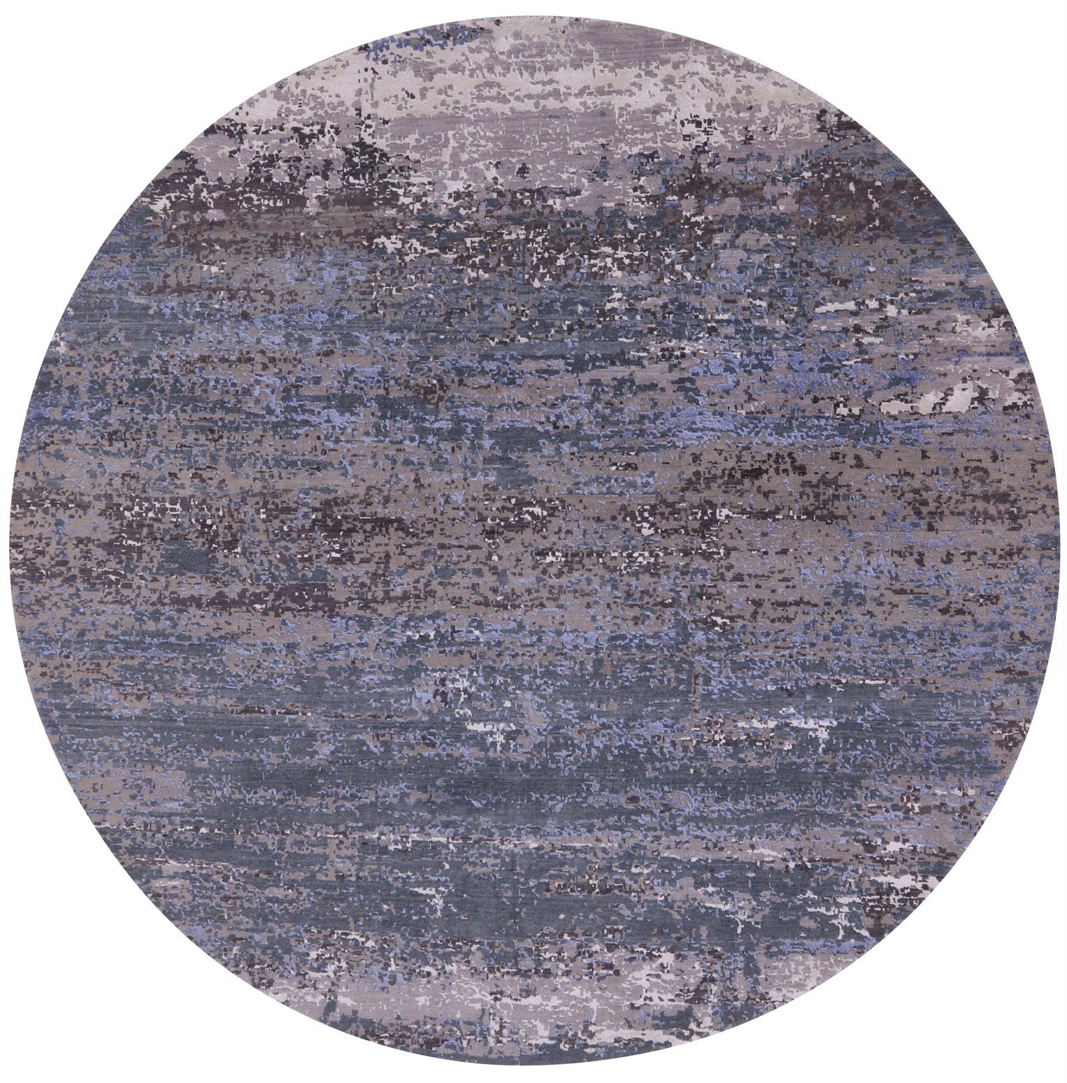 Round Abstract Contemporary Handmade Wool & Silk Rug - 7' 11" X 7' 11" - Golden Nile