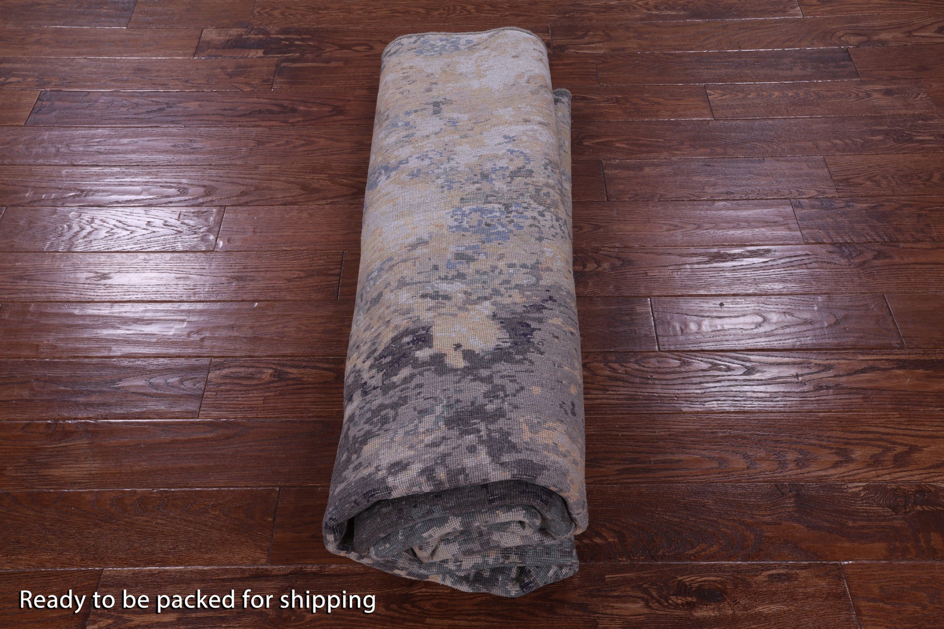 Round Abstract Contemporary Hand Knotted Wool & Silk Rug - 8' 0" X 8' 0" - Golden Nile