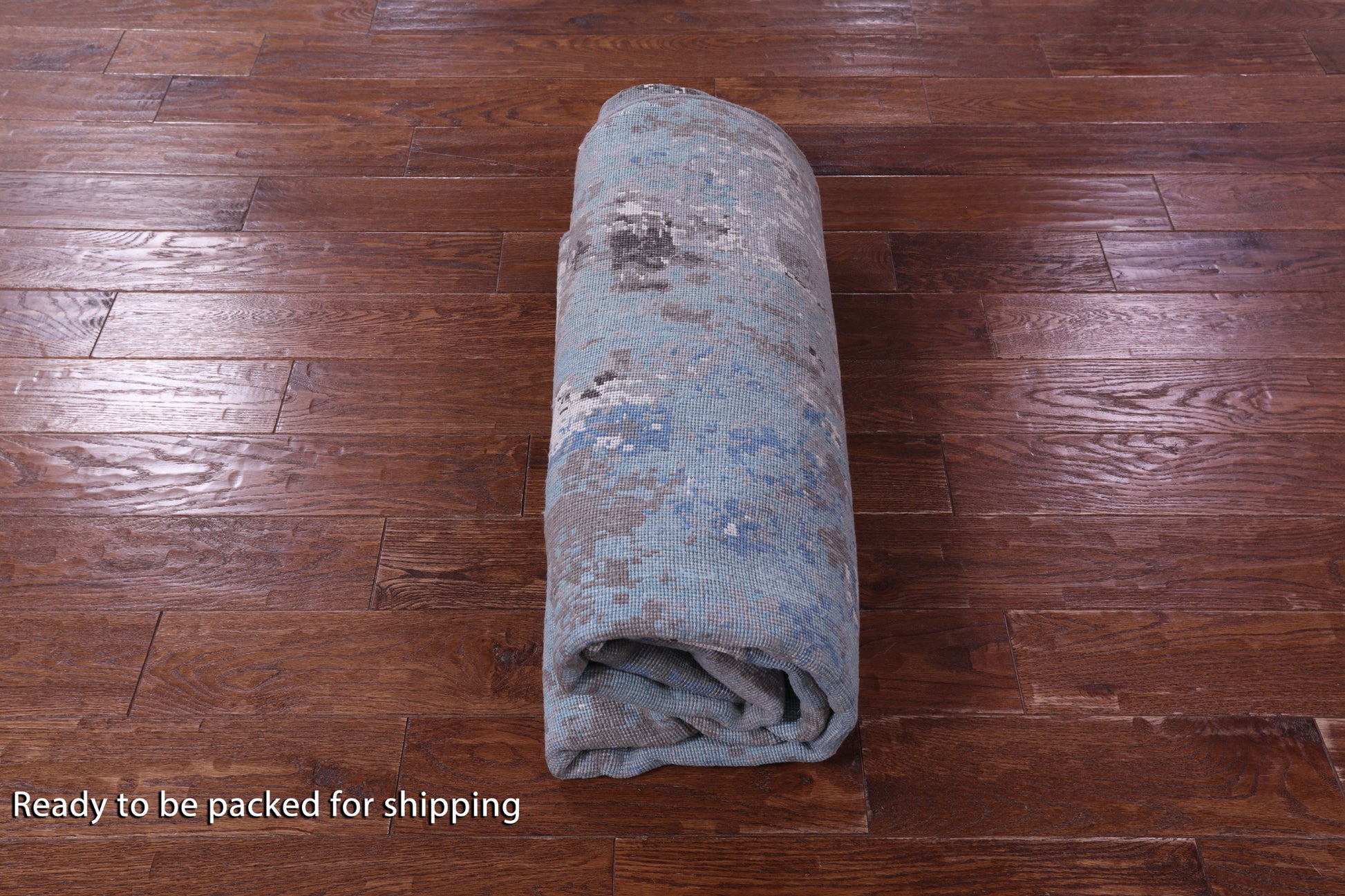 Round Abstract Contemporary Hand Knotted Wool & Silk Rug - 7' 11" X 8' 1" - Golden Nile