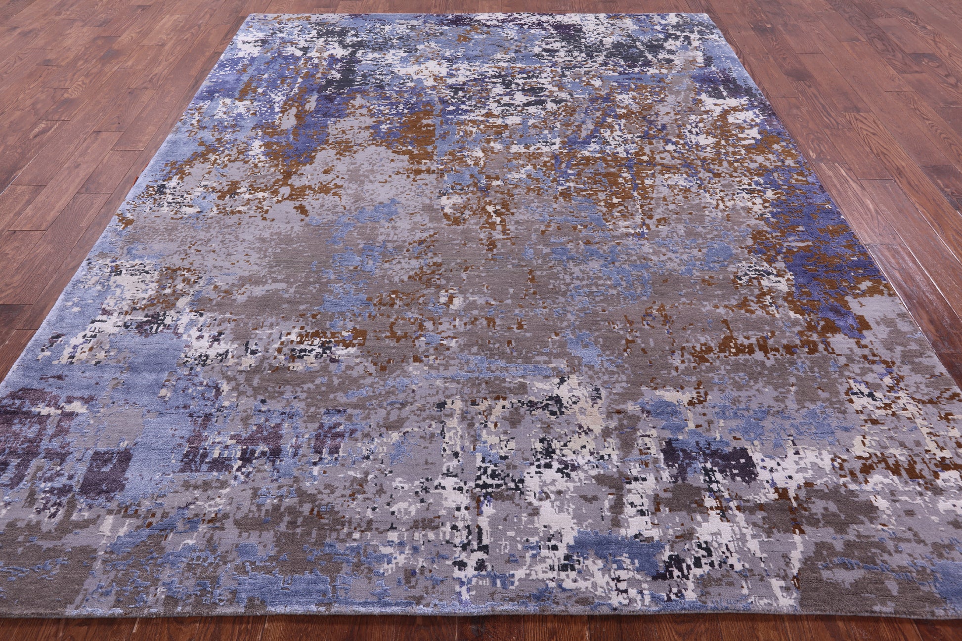 Abstract Contemporary Handmade Wool & Silk Rug - 8' 1" X 10' 0" - Golden Nile
