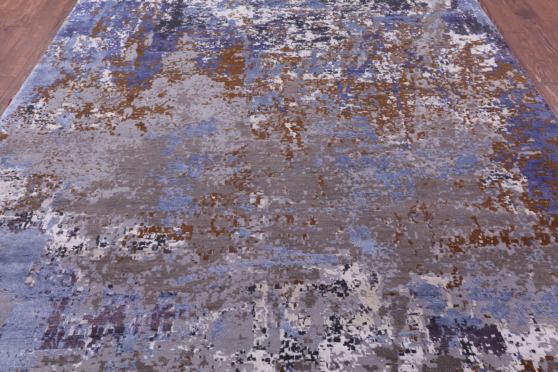 Abstract Contemporary Handmade Wool & Silk Rug - 8' 1" X 10' 0" - Golden Nile