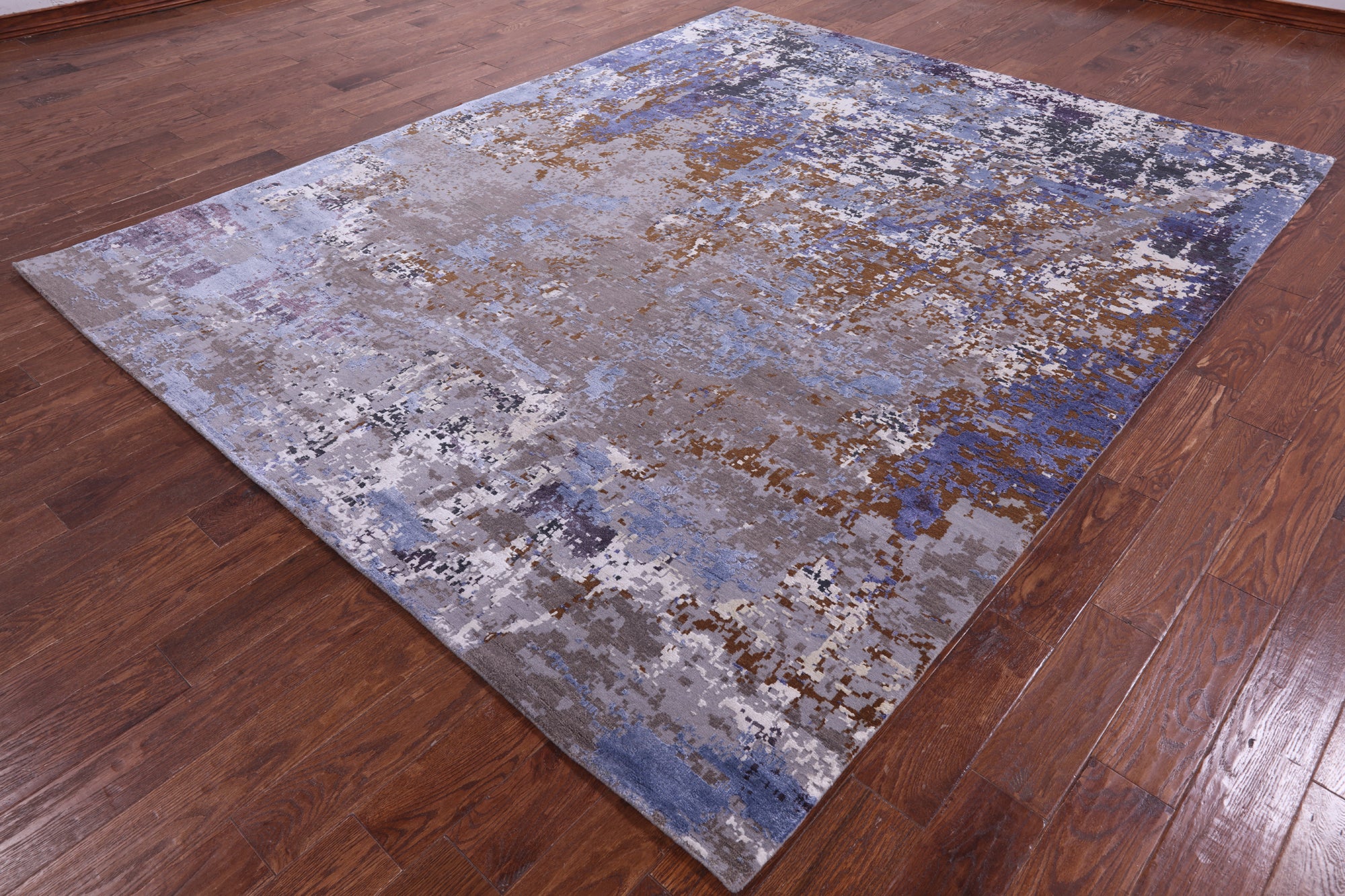Abstract Contemporary Handmade Wool & Silk Rug - 8' 1" X 10' 0" - Golden Nile