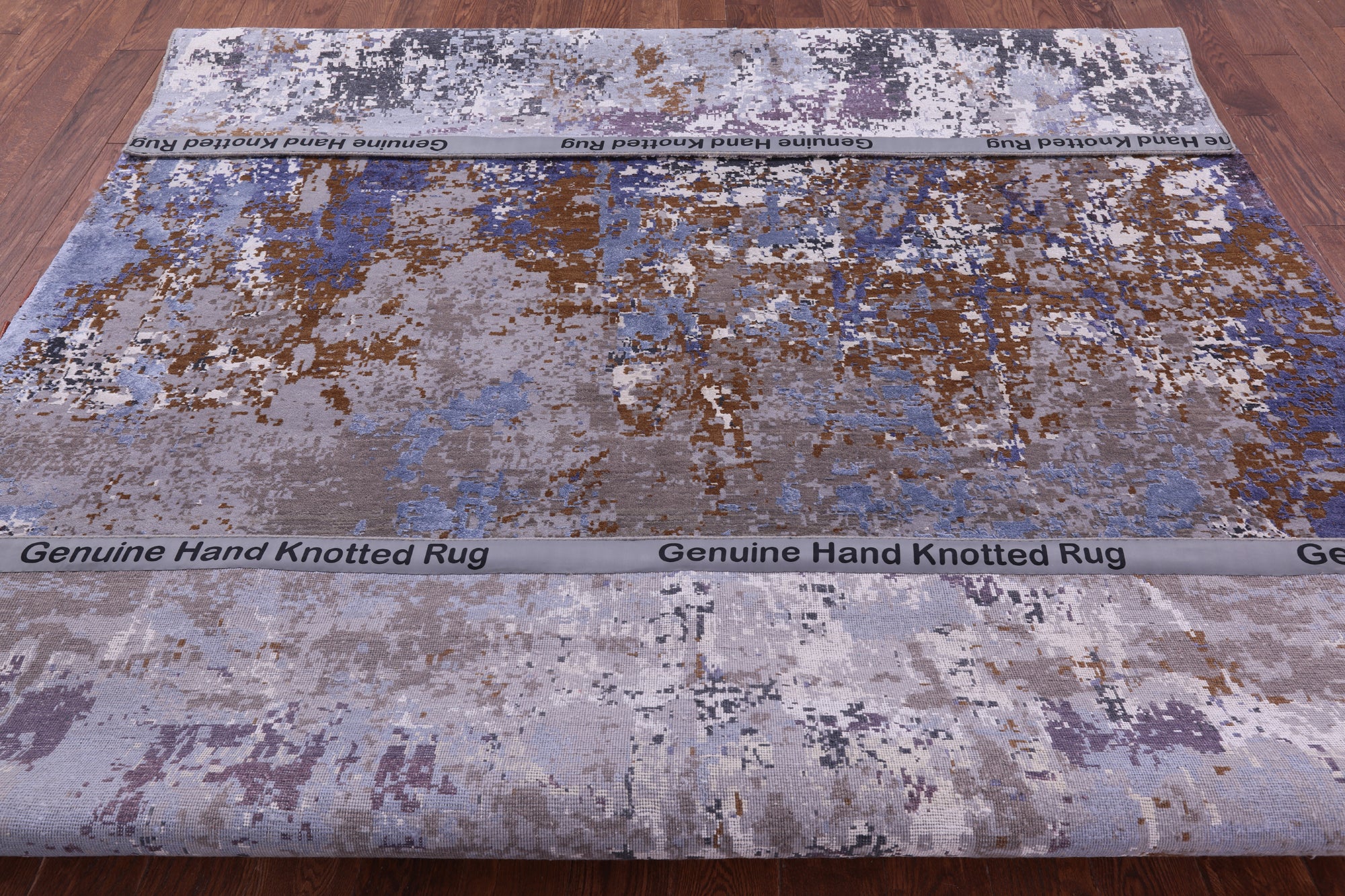 Abstract Contemporary Handmade Wool & Silk Rug - 8' 1" X 10' 0" - Golden Nile