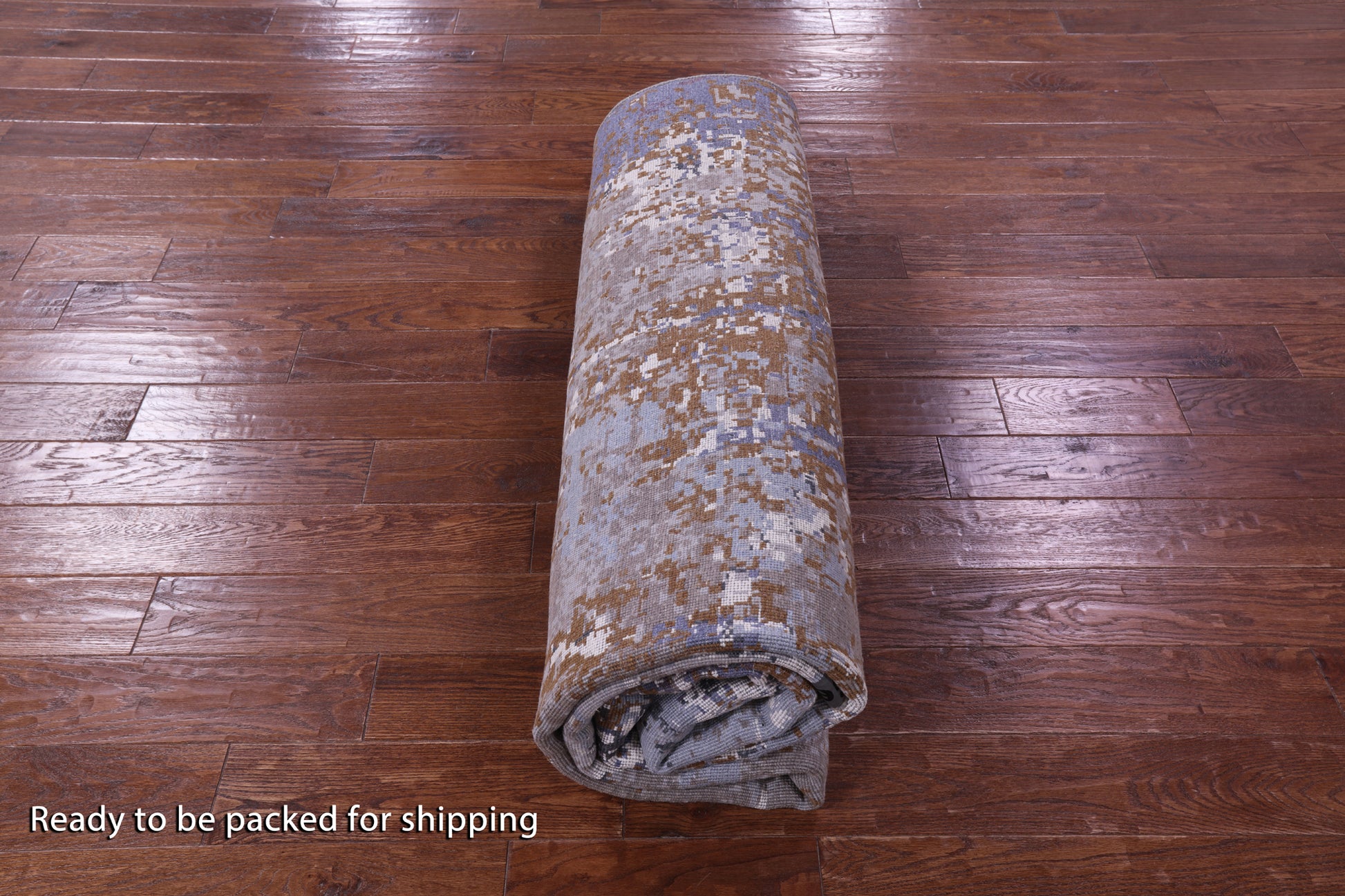 Abstract Contemporary Handmade Wool & Silk Rug - 8' 1" X 10' 0" - Golden Nile