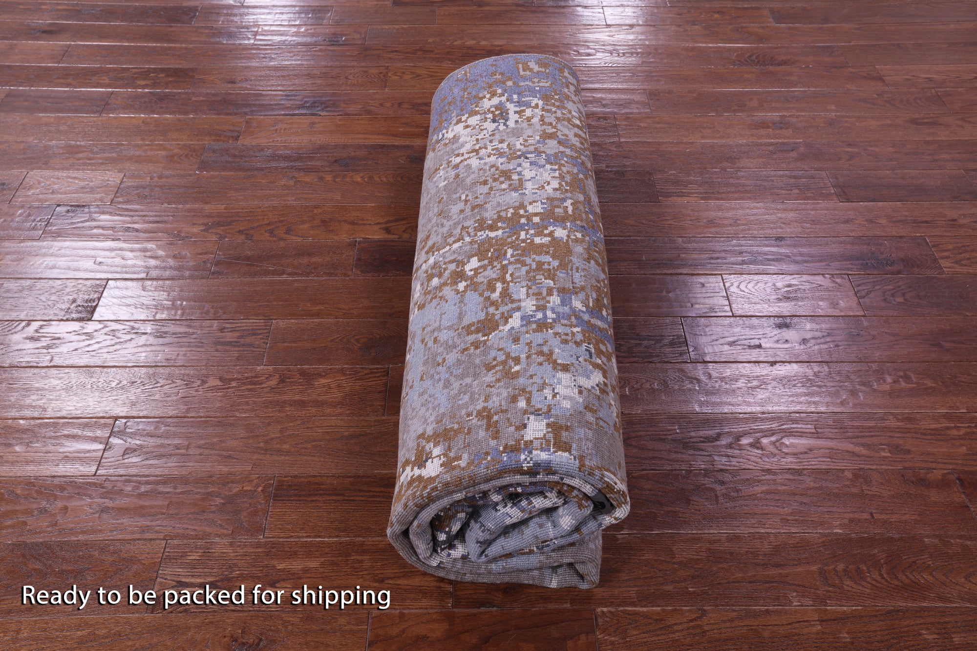 Abstract Contemporary Handmade Wool & Silk Rug - 8' 1" X 10' 0" - Golden Nile