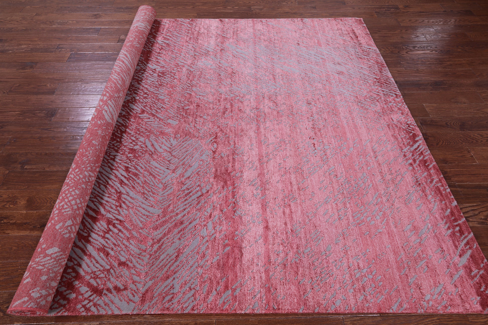Abstract Contemporary Hand Knotted Wool & Silk Rug - 7' 11" X 10' 1" - Golden Nile