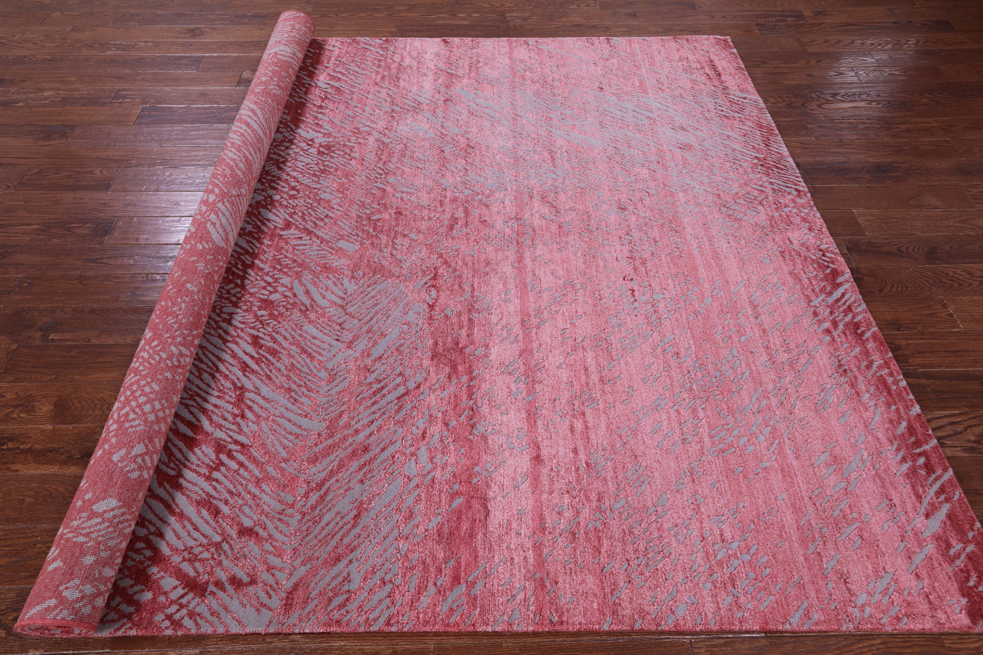 Abstract Contemporary Hand Knotted Wool & Silk Rug - 7' 11" X 10' 1" - Golden Nile