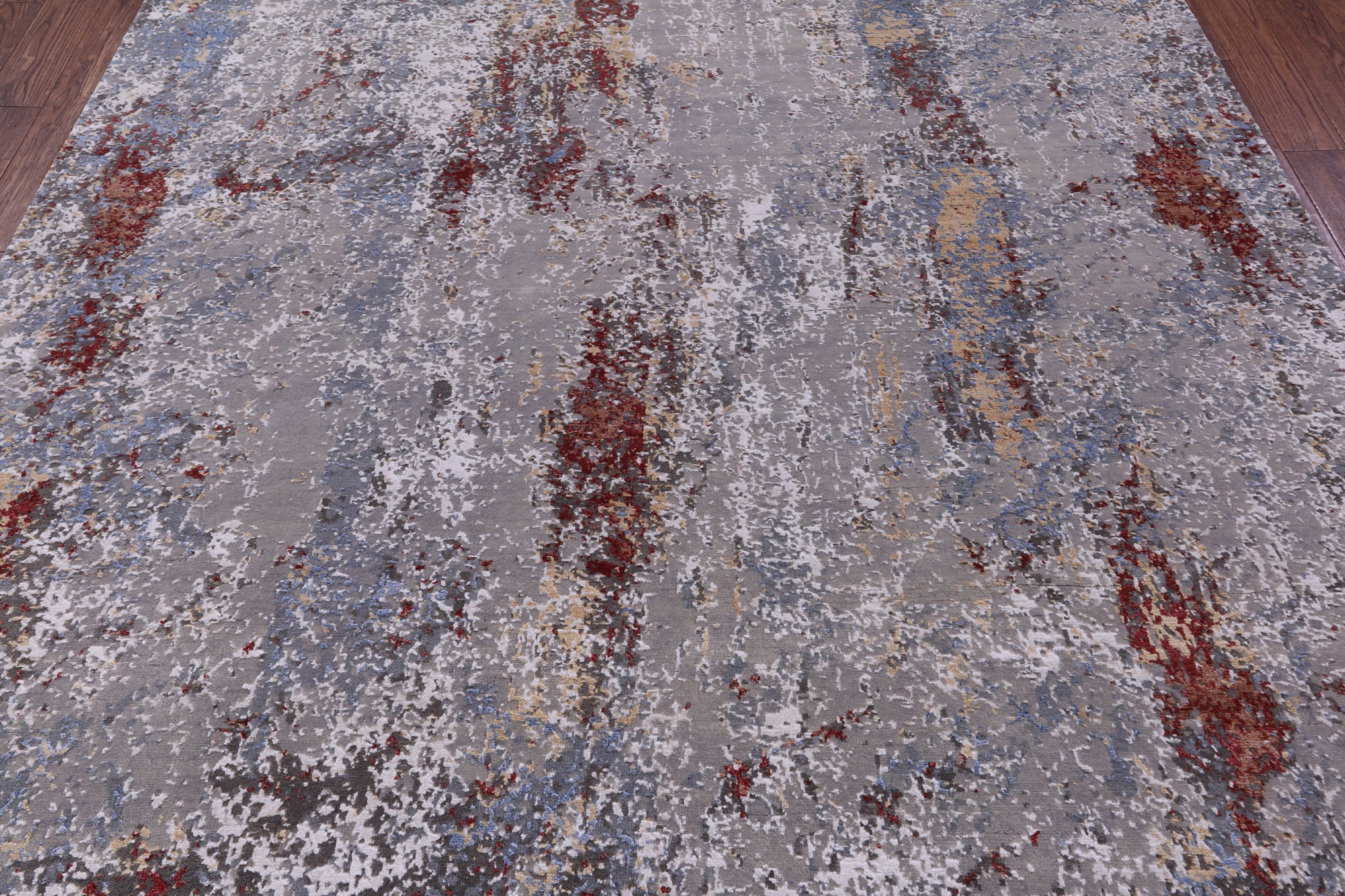 Abstract Contemporary Handmade Wool & Silk Rug - 8' 0" X 10' 2" - Golden Nile