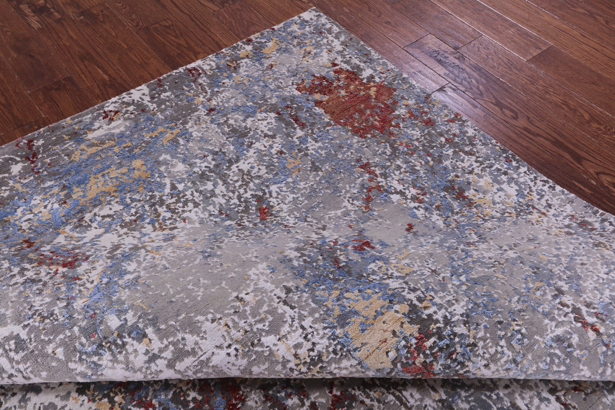 Abstract Contemporary Handmade Wool & Silk Rug - 8' 0" X 10' 2" - Golden Nile