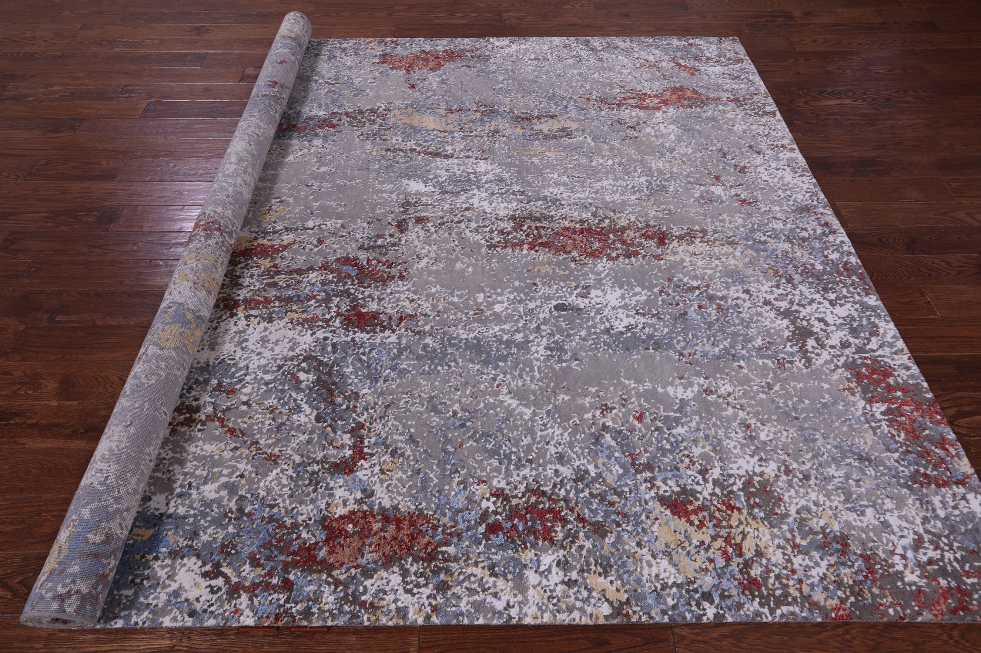 Abstract Contemporary Handmade Wool & Silk Rug - 8' 0" X 10' 2" - Golden Nile