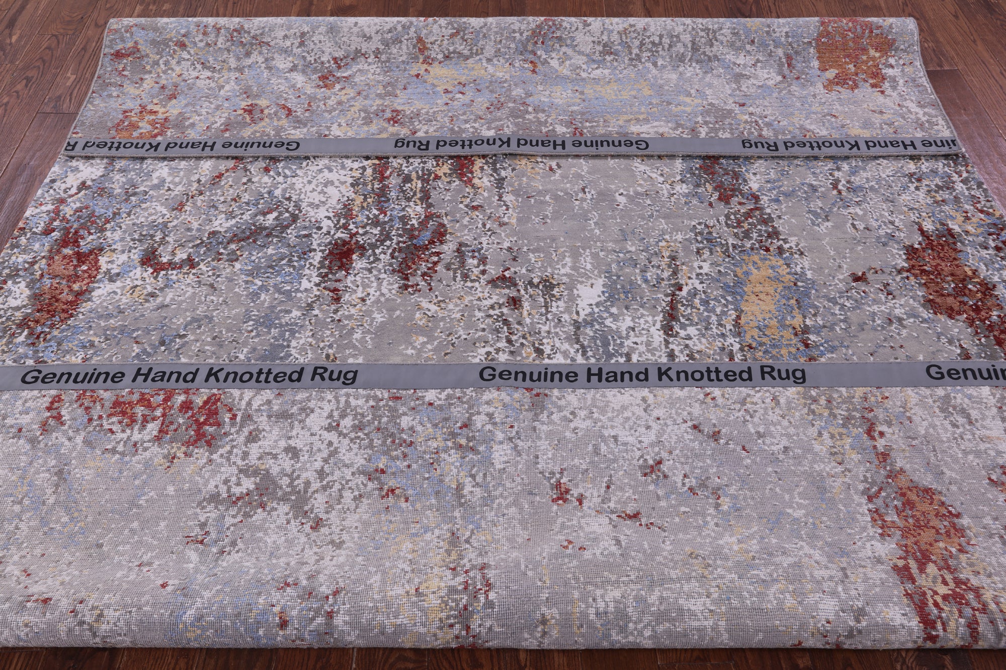 Abstract Contemporary Handmade Wool & Silk Rug - 8' 0" X 10' 2" - Golden Nile