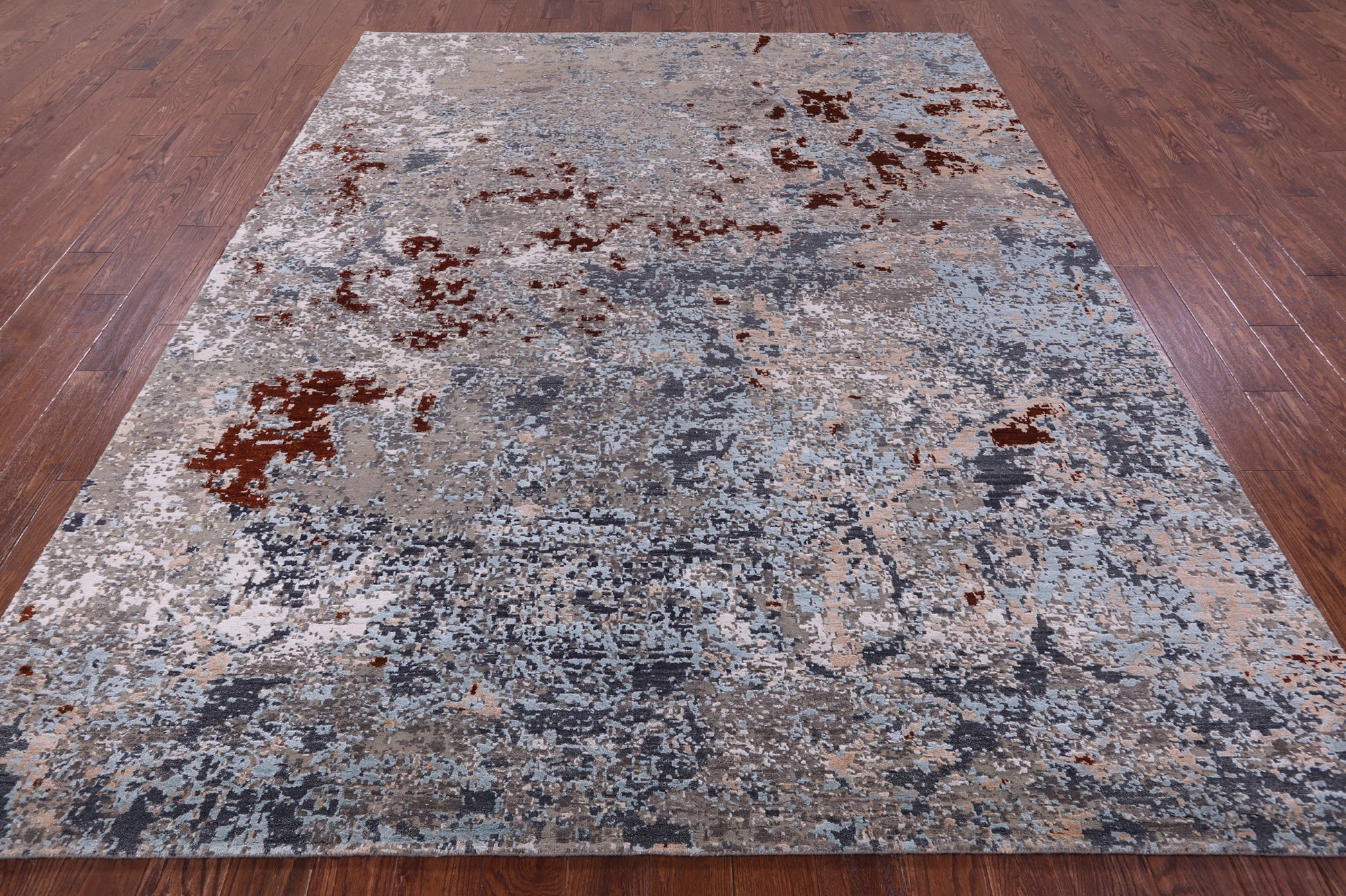 Abstract Contemporary Handmade Wool & Silk Rug - 8' 1" X 10' 2" - Golden Nile