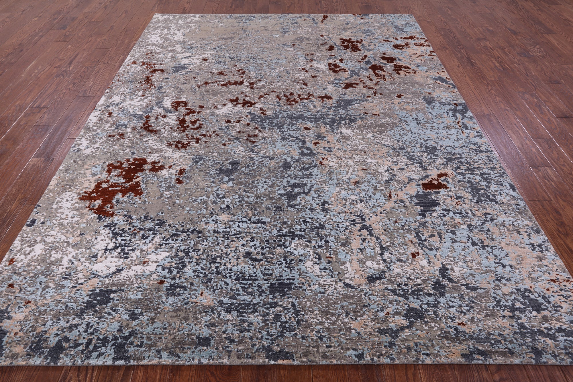 Abstract Contemporary Handmade Wool & Silk Rug - 8' 1" X 10' 2" - Golden Nile