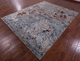 Abstract Contemporary Handmade Wool & Silk Rug - 8' 1" X 10' 2" - Golden Nile