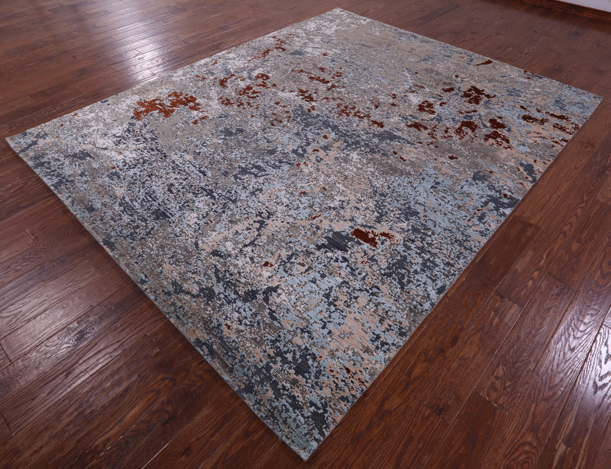 Abstract Contemporary Handmade Wool & Silk Rug - 8' 1" X 10' 2" - Golden Nile