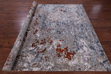 Abstract Contemporary Handmade Wool & Silk Rug - 8' 1" X 10' 2" - Golden Nile