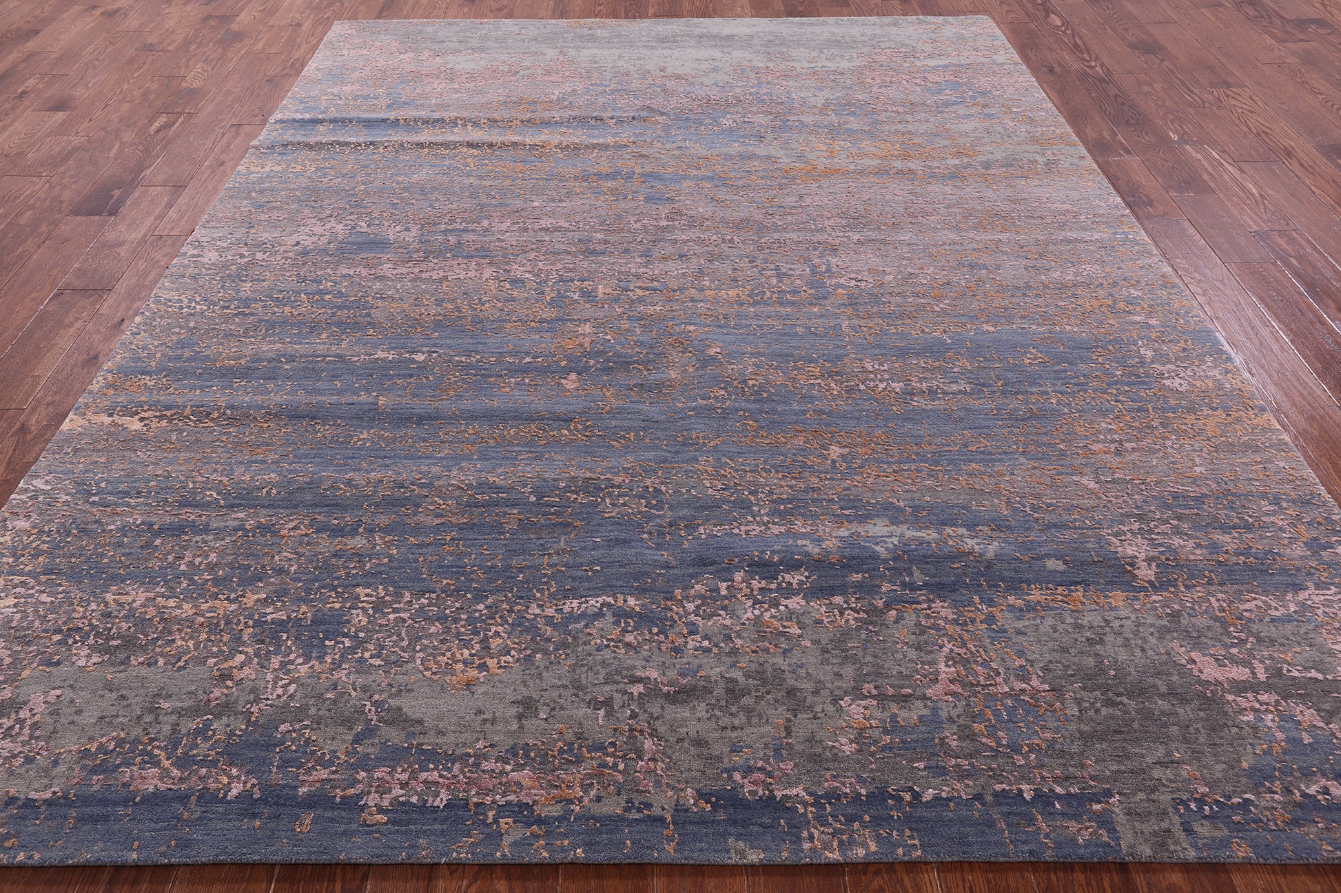 Abstract Contemporary Hand Knotted Wool & Silk Rug - 7' 11" X 10' 2" - Golden Nile