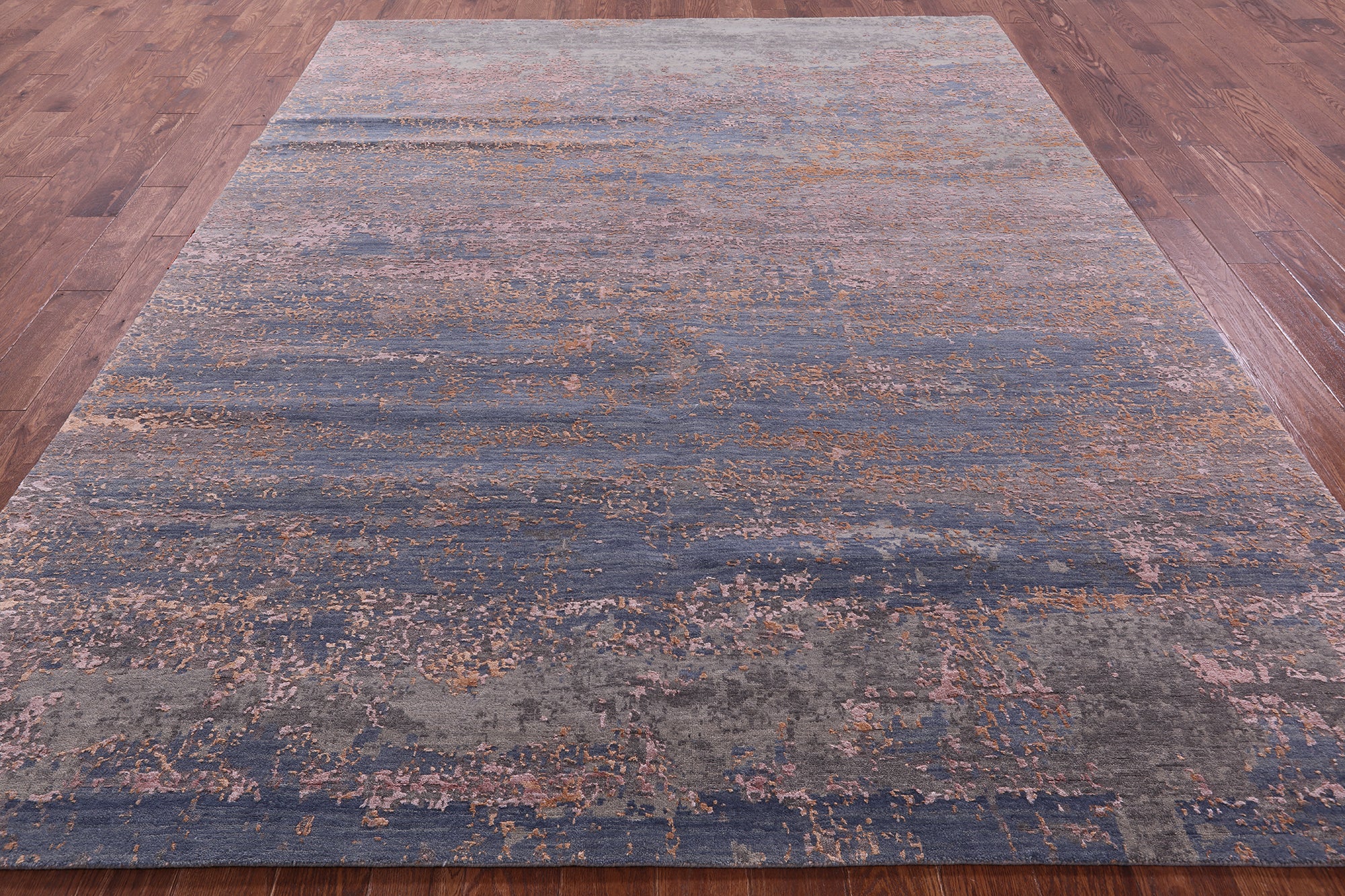 Abstract Contemporary Hand Knotted Wool & Silk Rug - 7' 11" X 10' 2" - Golden Nile