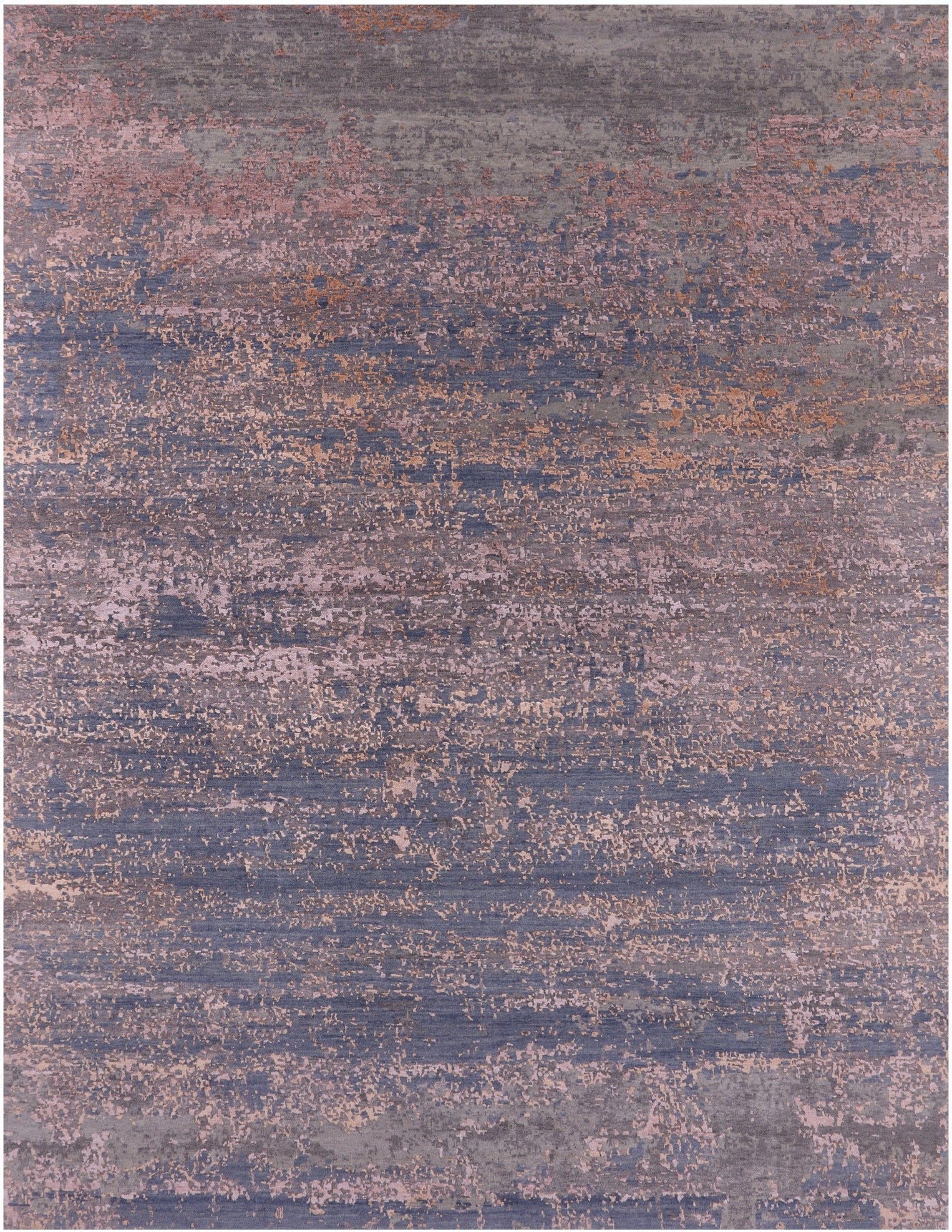 Abstract Contemporary Hand Knotted Wool & Silk Rug - 7' 11" X 10' 2" - Golden Nile