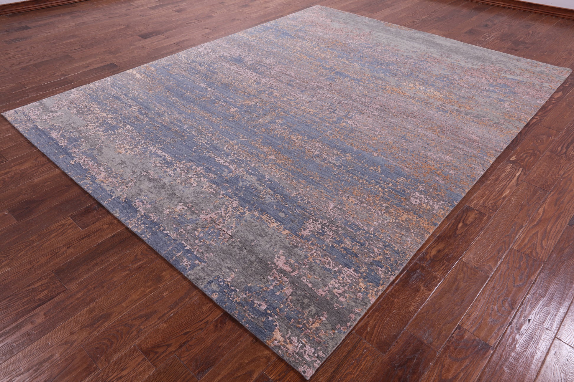 Abstract Contemporary Hand Knotted Wool & Silk Rug - 7' 11" X 10' 2" - Golden Nile