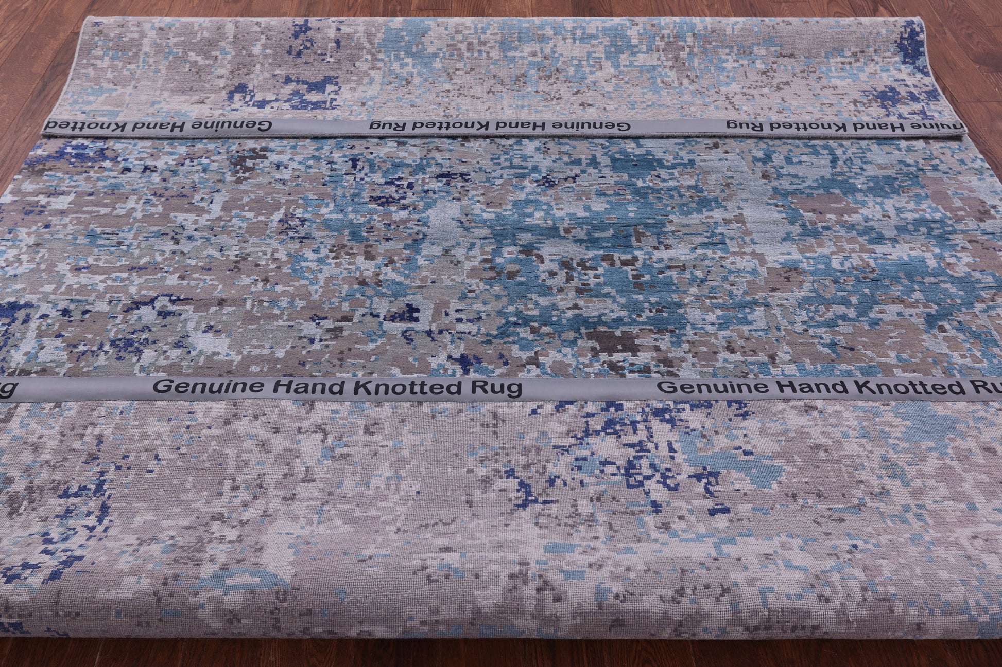 Abstract Contemporary Hand Knotted Wool & Silk Rug - 7' 11" X 10' 1" - Golden Nile