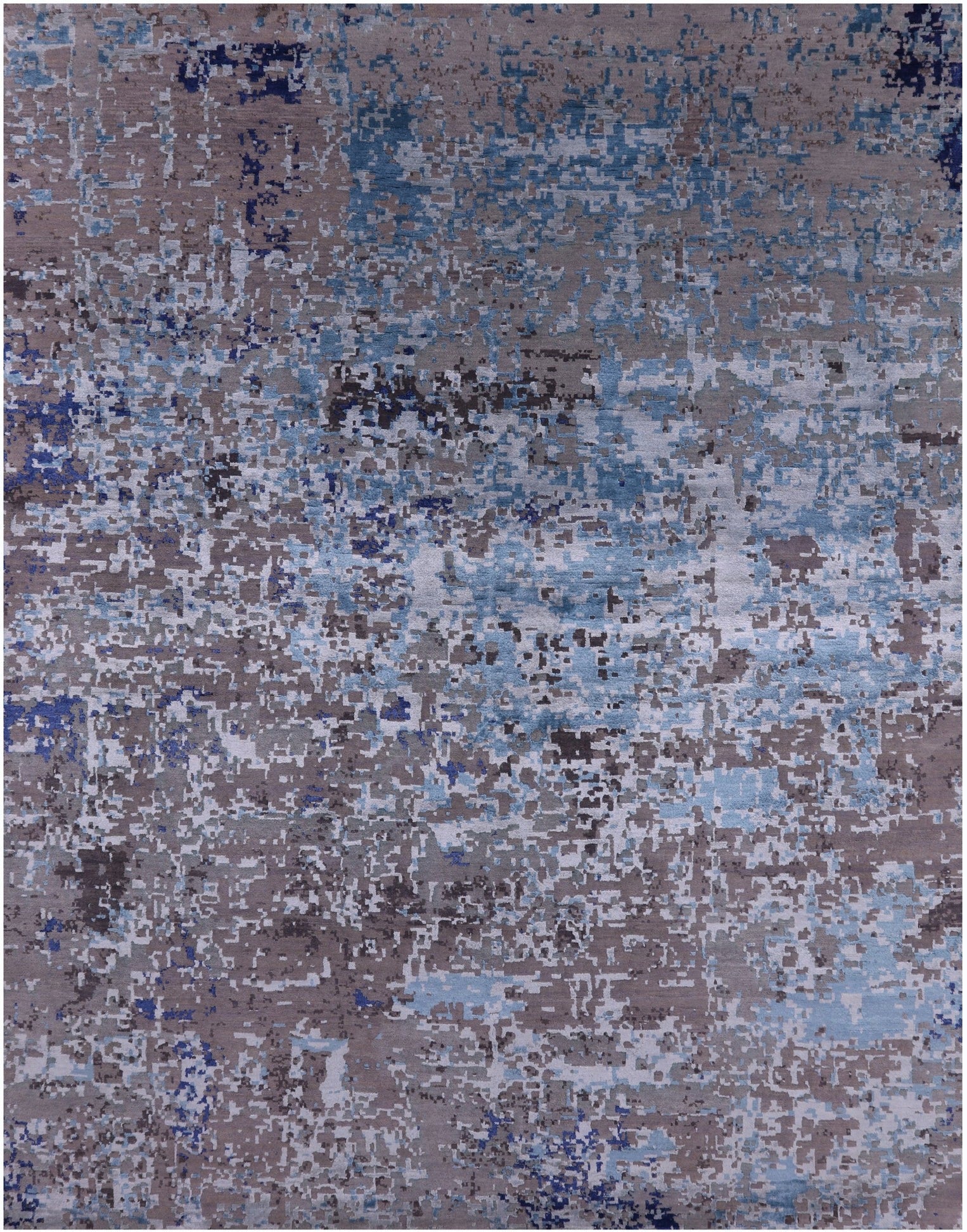 Abstract Contemporary Hand Knotted Wool & Silk Rug - 7' 11" X 10' 1" - Golden Nile
