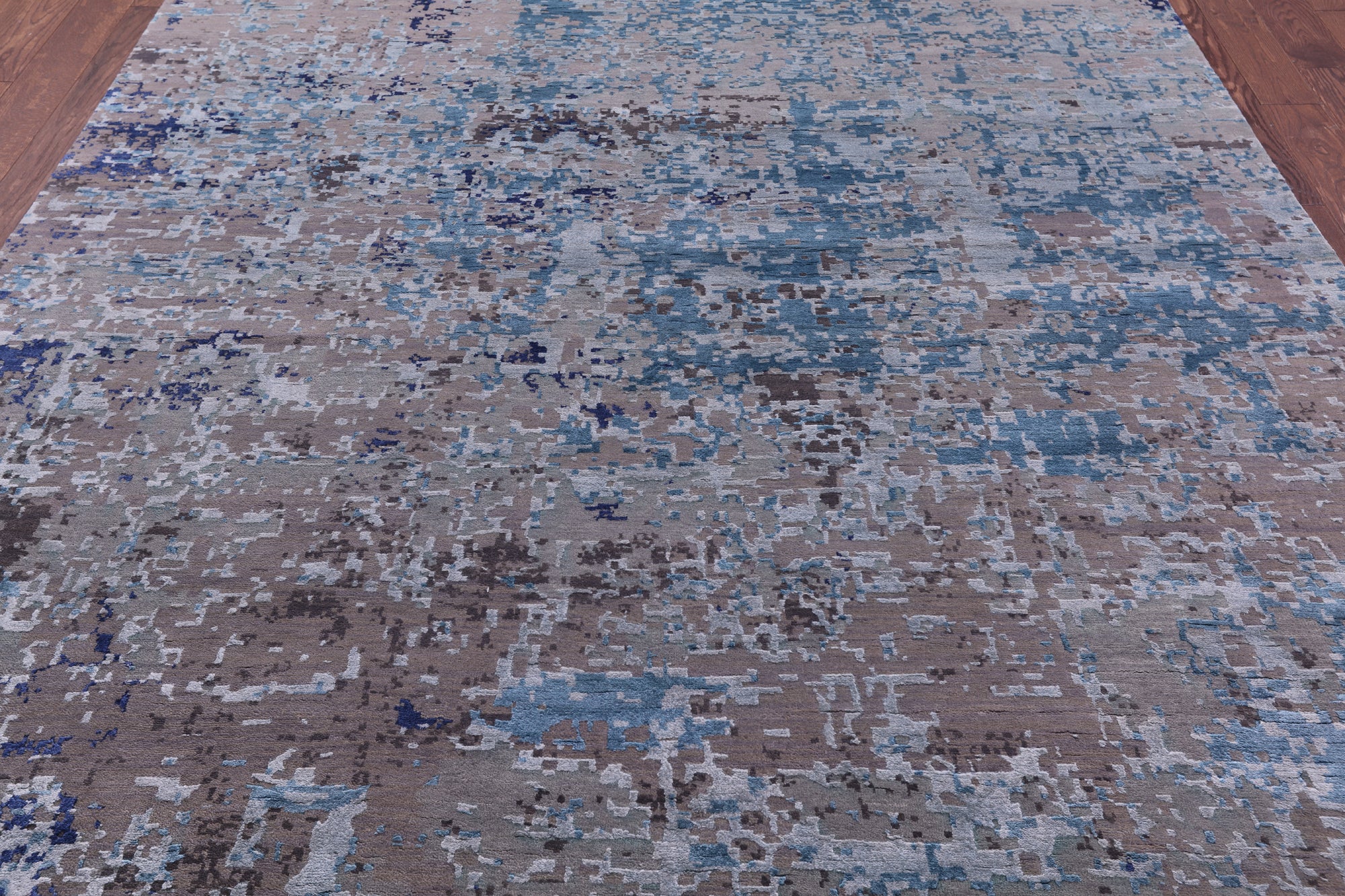 Abstract Contemporary Hand Knotted Wool & Silk Rug - 7' 11" X 10' 1" - Golden Nile