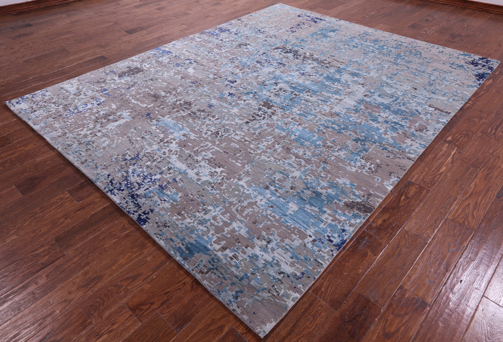 Abstract Contemporary Hand Knotted Wool & Silk Rug - 7' 11" X 10' 1" - Golden Nile