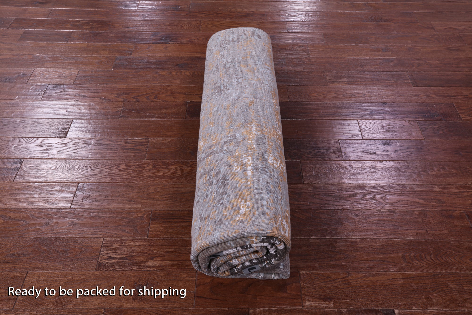Abstract Contemporary Hand Knotted Wool & Silk Rug - 8' 0" X 9' 11" - Golden Nile