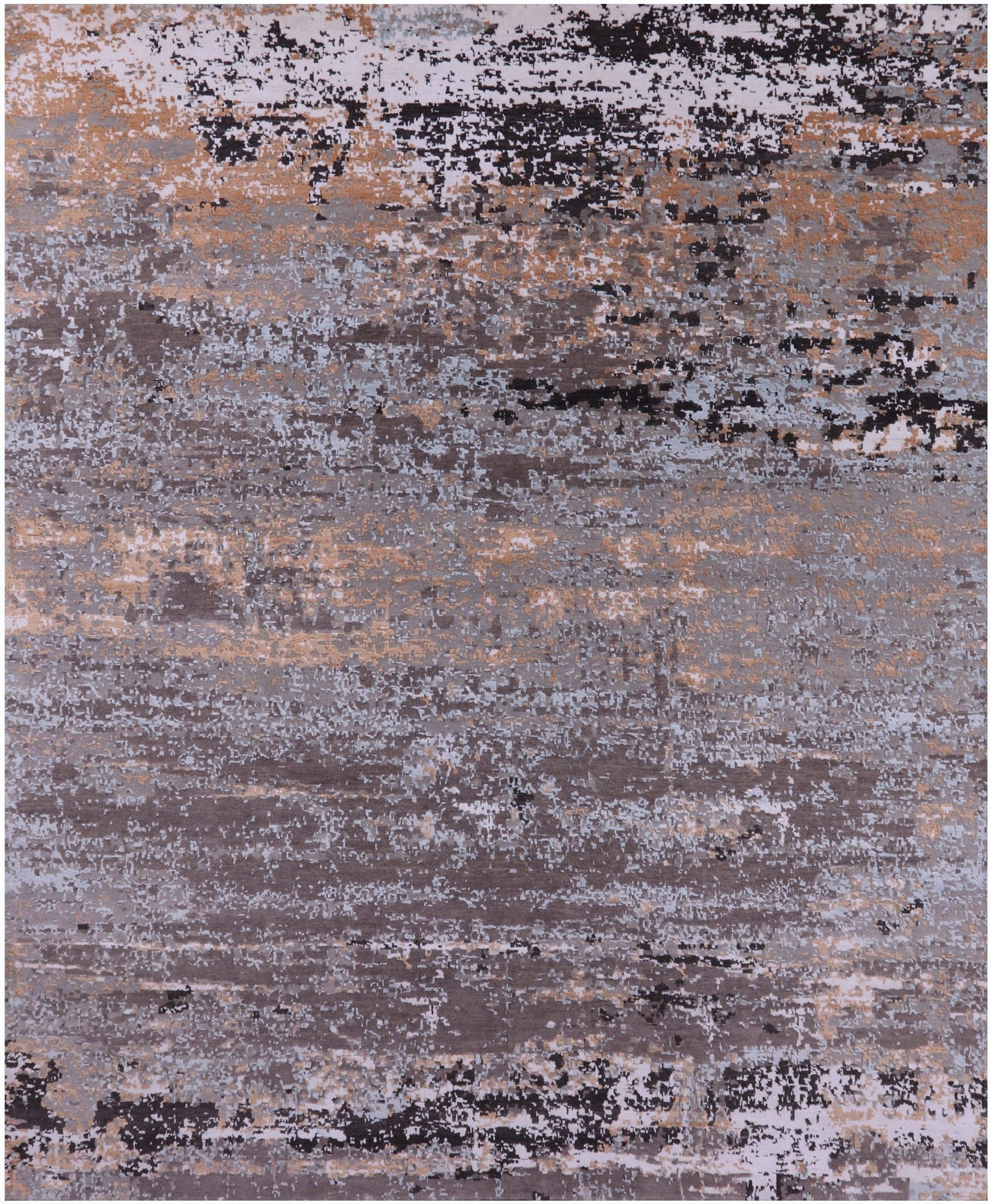 Abstract Contemporary Hand Knotted Wool & Silk Rug - 8' 0" X 9' 11" - Golden Nile