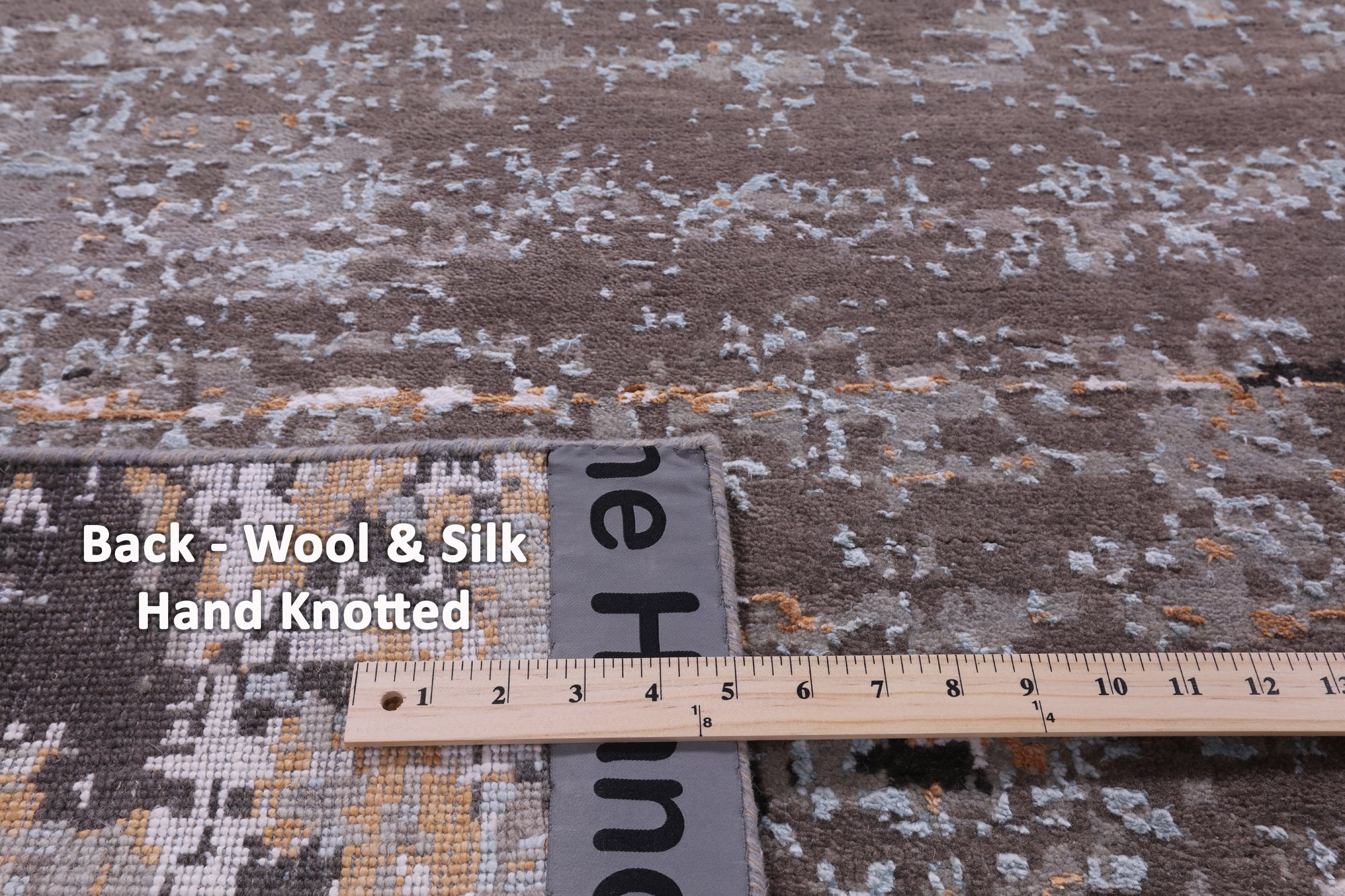 Abstract Contemporary Hand Knotted Wool & Silk Rug - 8' 0" X 9' 11" - Golden Nile