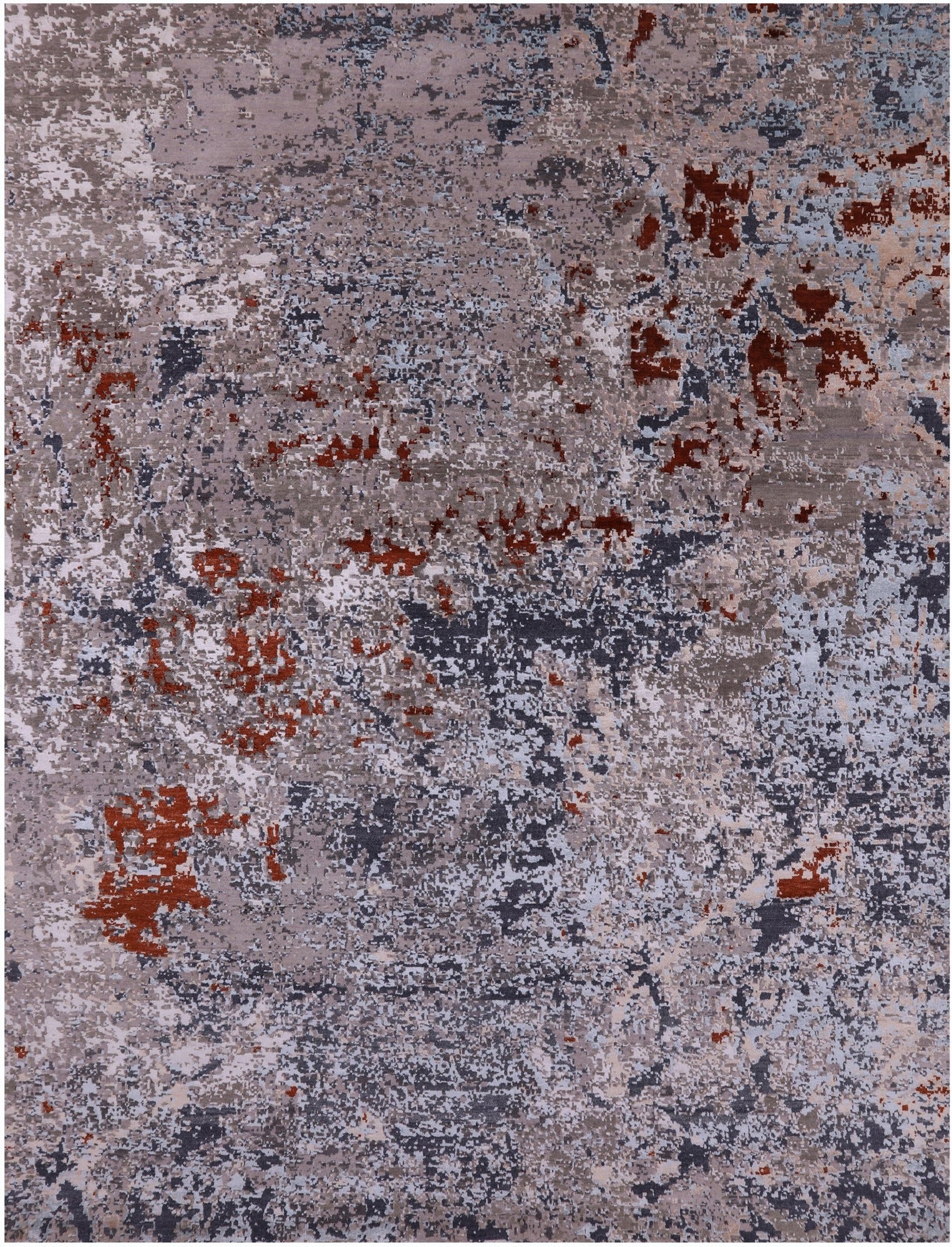 Abstract Contemporary Hand Knotted Wool & Silk Rug - 7' 11" X 10' 4" - Golden Nile