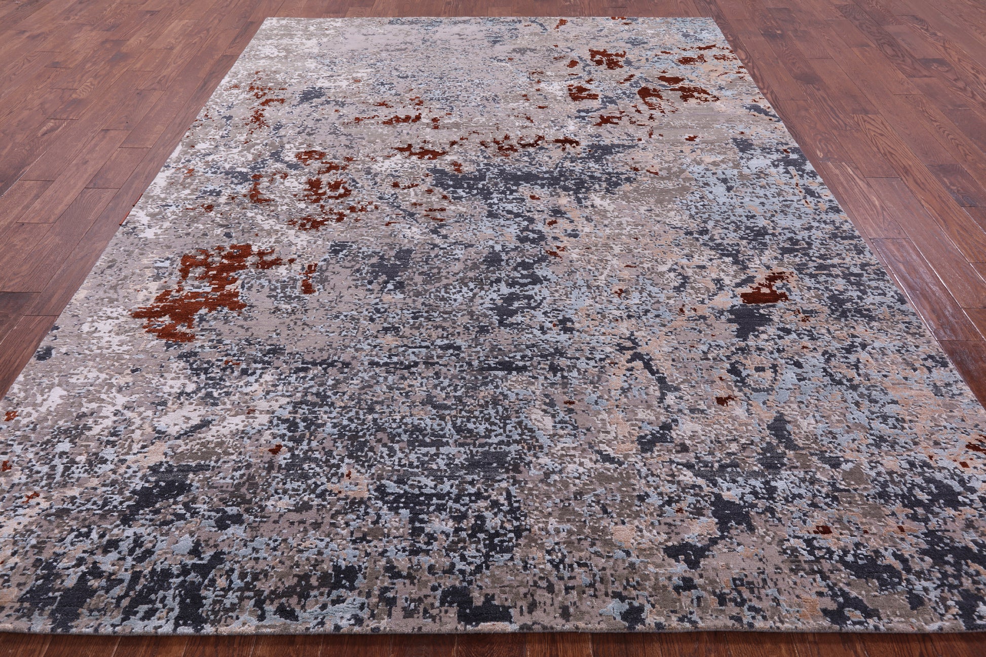 Abstract Contemporary Hand Knotted Wool & Silk Rug - 7' 11" X 10' 4" - Golden Nile