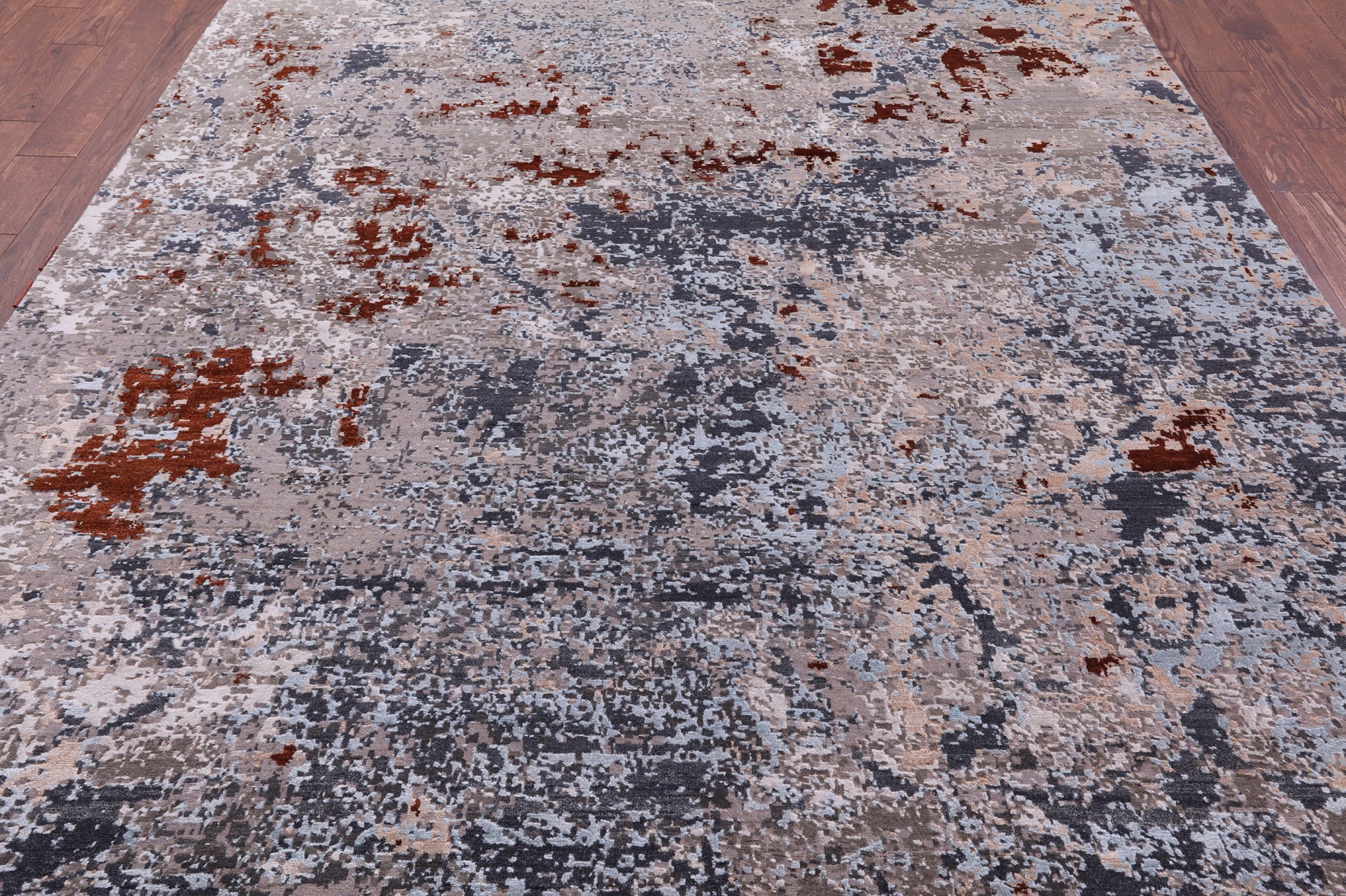 Abstract Contemporary Hand Knotted Wool & Silk Rug - 7' 11" X 10' 4" - Golden Nile