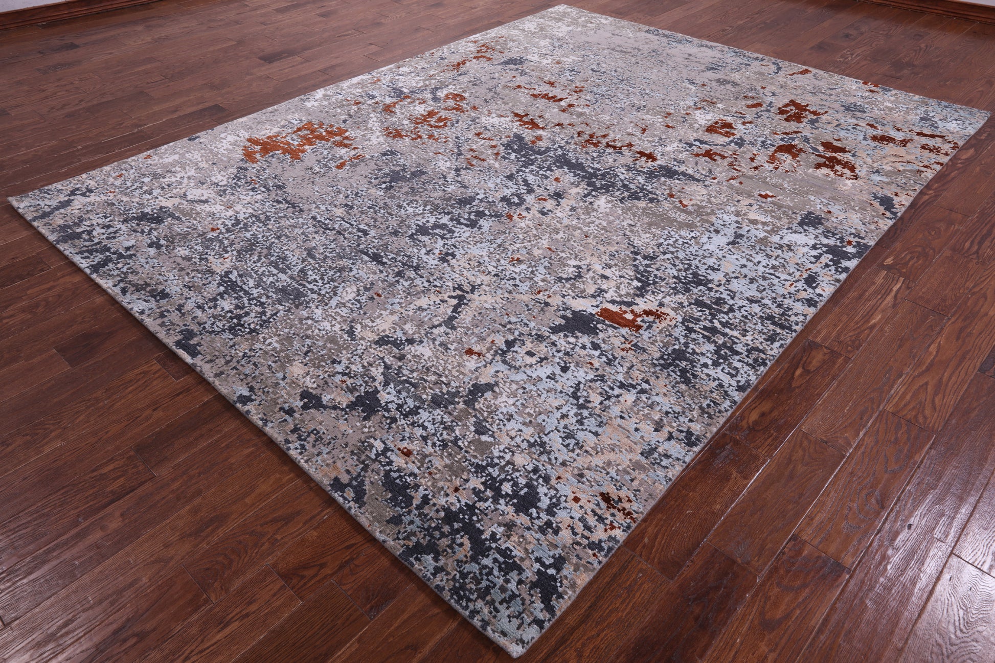 Abstract Contemporary Hand Knotted Wool & Silk Rug - 7' 11" X 10' 4" - Golden Nile