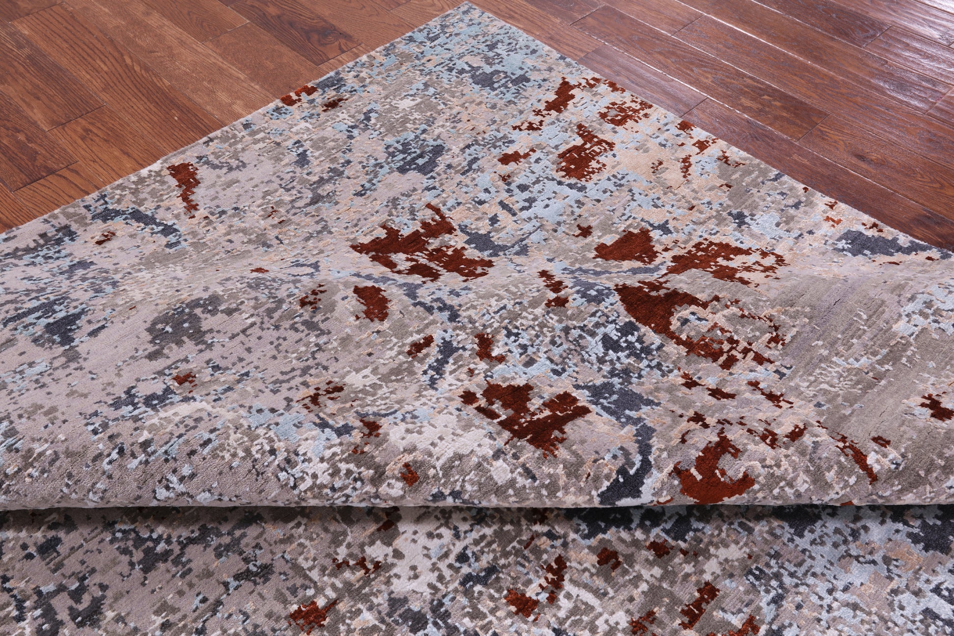 Abstract Contemporary Hand Knotted Wool & Silk Rug - 7' 11" X 10' 4" - Golden Nile